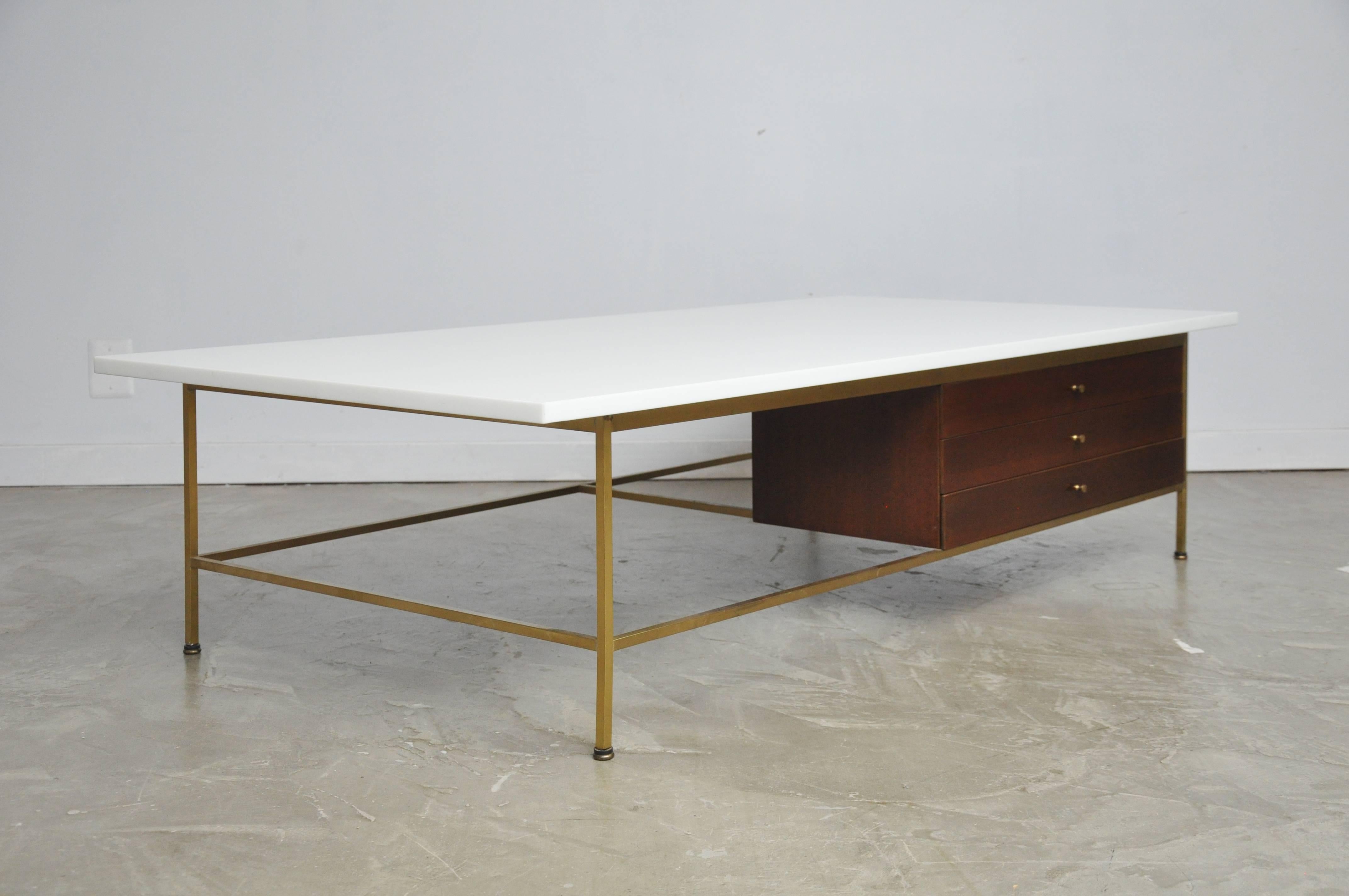 Paul McCobb Brass Frame Coffee Table In Good Condition In Chicago, IL
