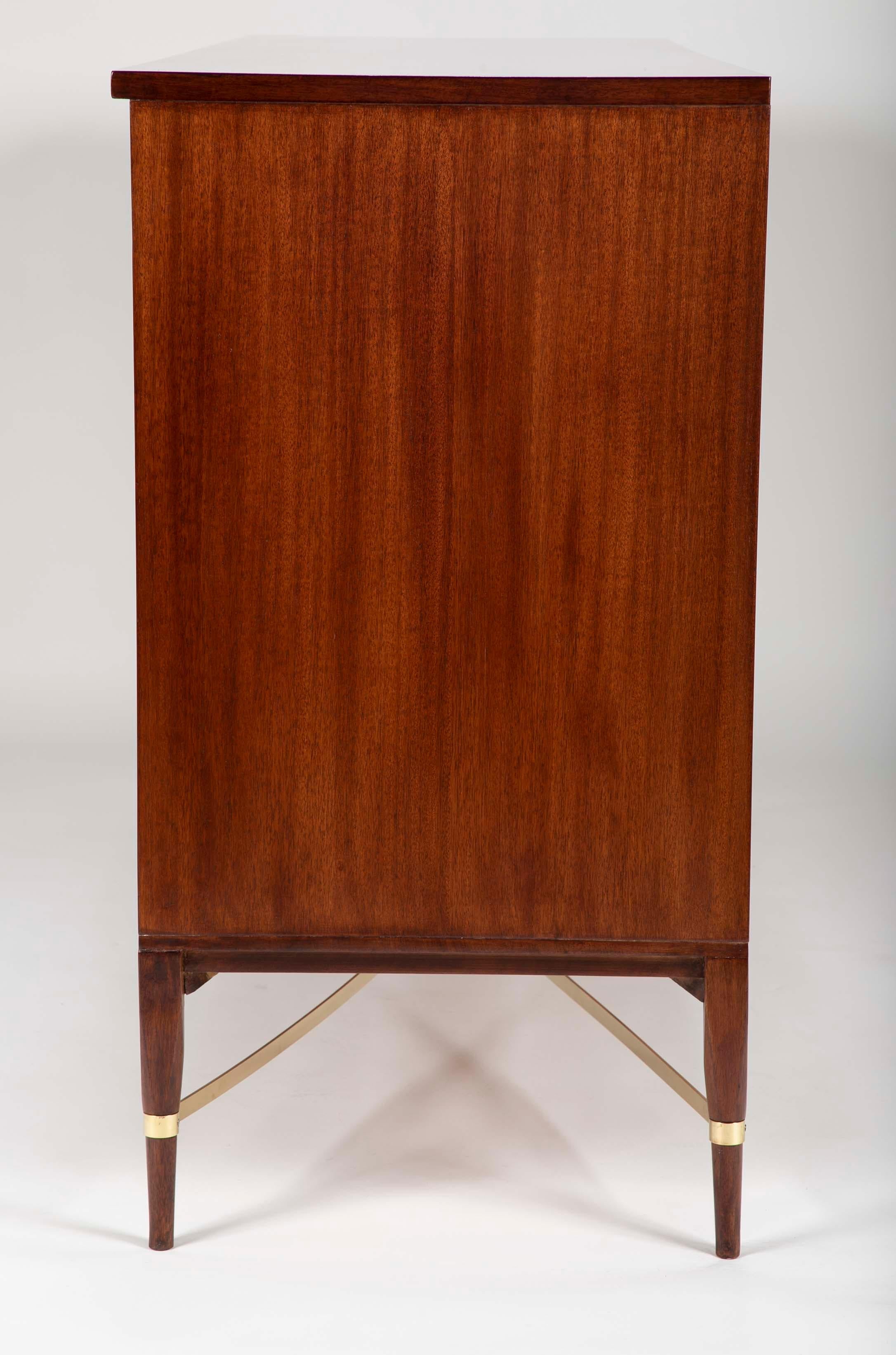 Paul McCobb Brass, Mahogany and Leather Credenza  4