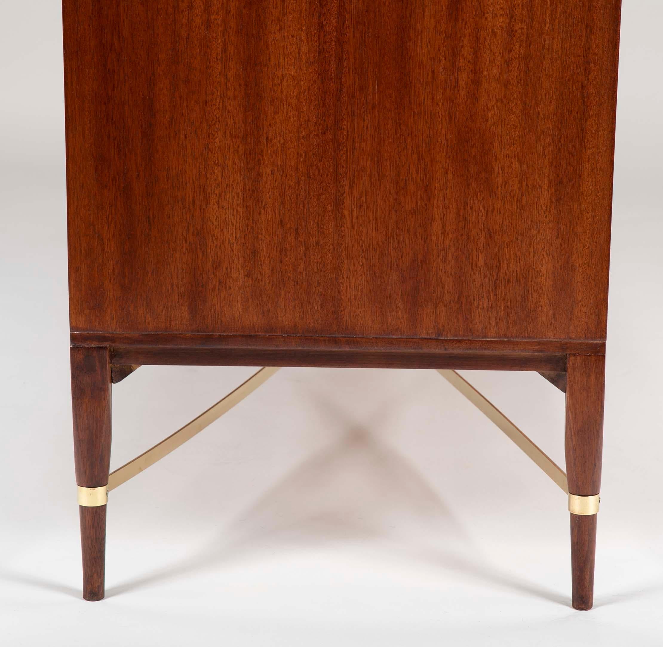 Paul McCobb Brass, Mahogany and Leather Credenza  5