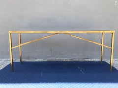 Paul McCobb Brass + Milk Glass Architectural Console Table