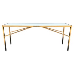 Console architecturale en laiton et verre dépoli de Paul McCobb