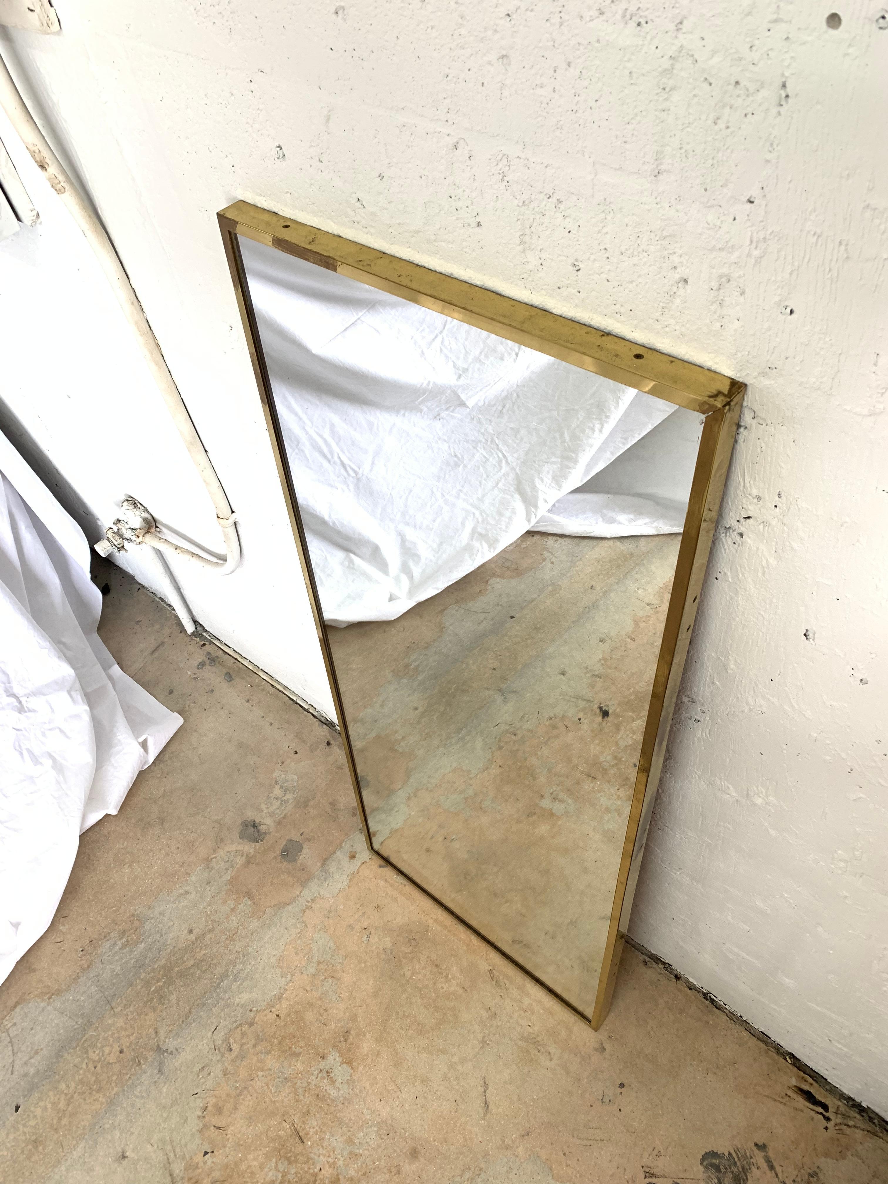 Mid-Century Modern Paul Mccobb Brass Mirror from the Irwin Collection for Calvin, Signed