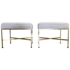 Paul McCobb Brass Ottomans, a Pair