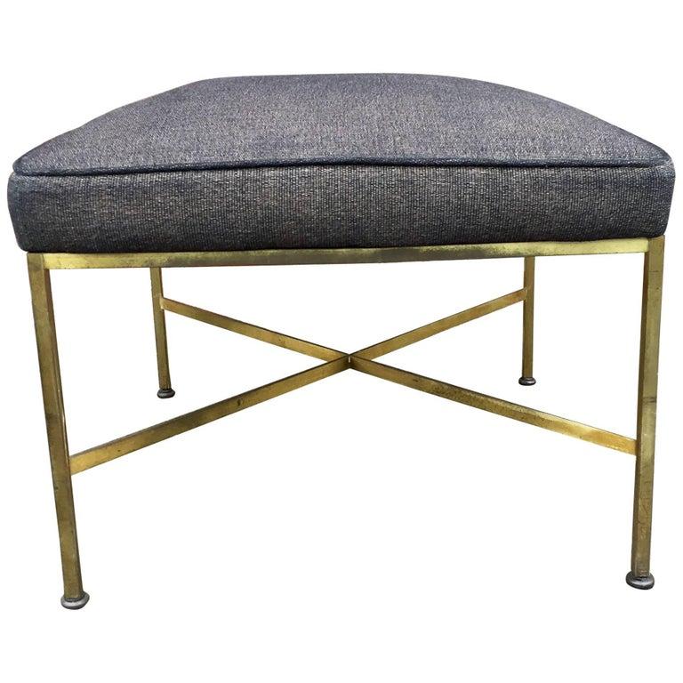 Mid-20th Century Paul McCobb Brass X-Stretcher Stool For Sale