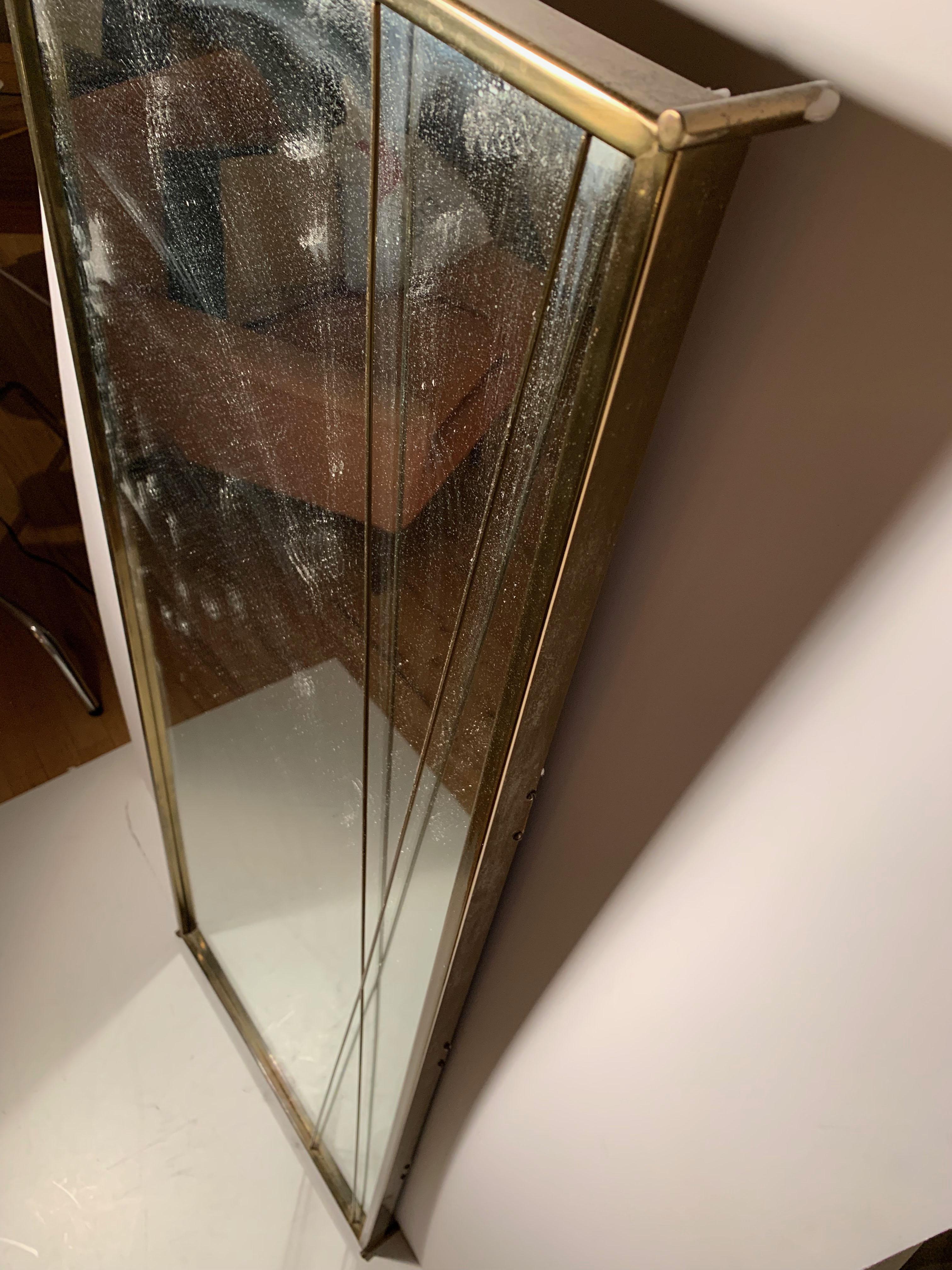 Mid-Century Modern Paul McCobb Brass x Wall Mirror For Sale