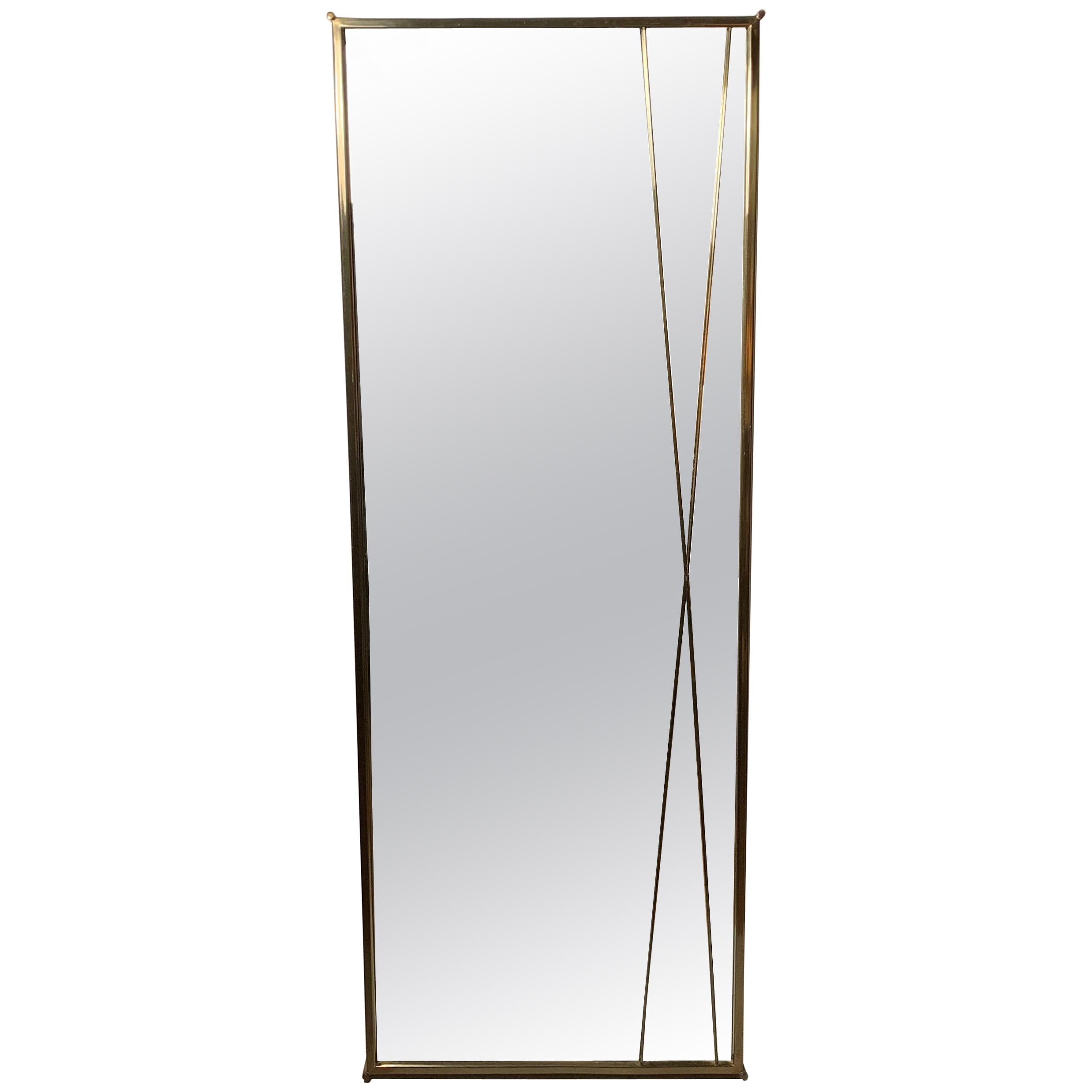 Paul McCobb Brass x Wall Mirror For Sale