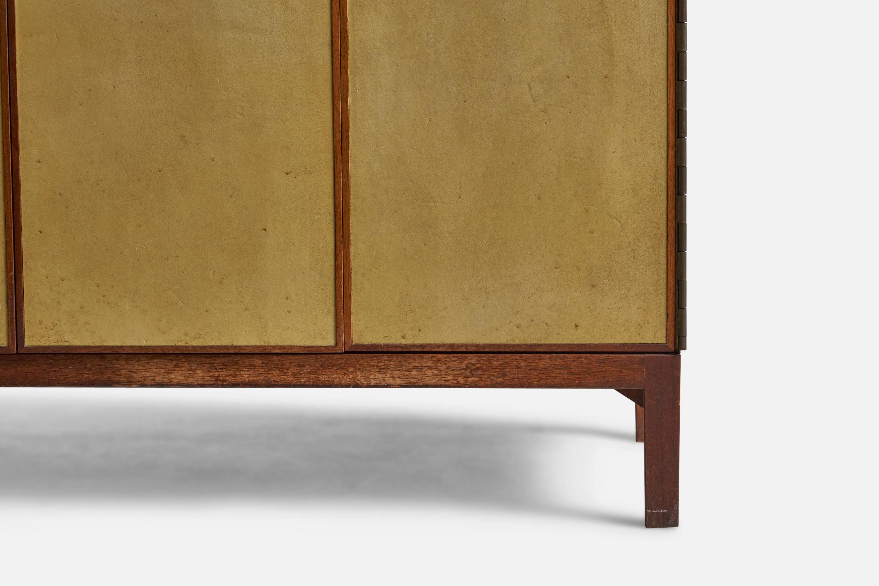 Mid-20th Century Paul Mccobb, Cabinet, Walnut, Leather, Metal, USA, 1950s For Sale