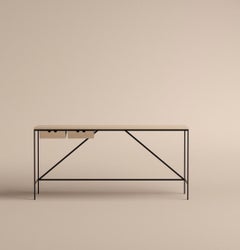 Paul McCobb Cache Console with Two Drawers, Wood and Steel by Karakter