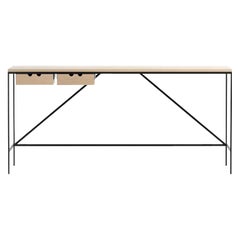 Paul McCobb Cache Console with Two Drawers, Wood and Steel by Karakter