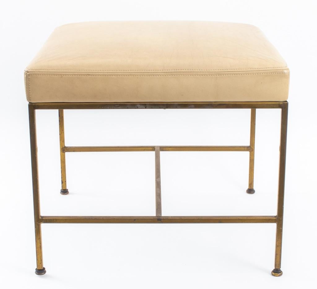 Paul McCobb (American, 1917-1969) for Calvin attributed Mid-Century Modern stool, metal frame with stretchers, with grey leather upholstery.

Dealer: S138XX