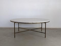Paul McCobb & Calvin Furniture Round Coffee Table in Marble & Brass, 1950s