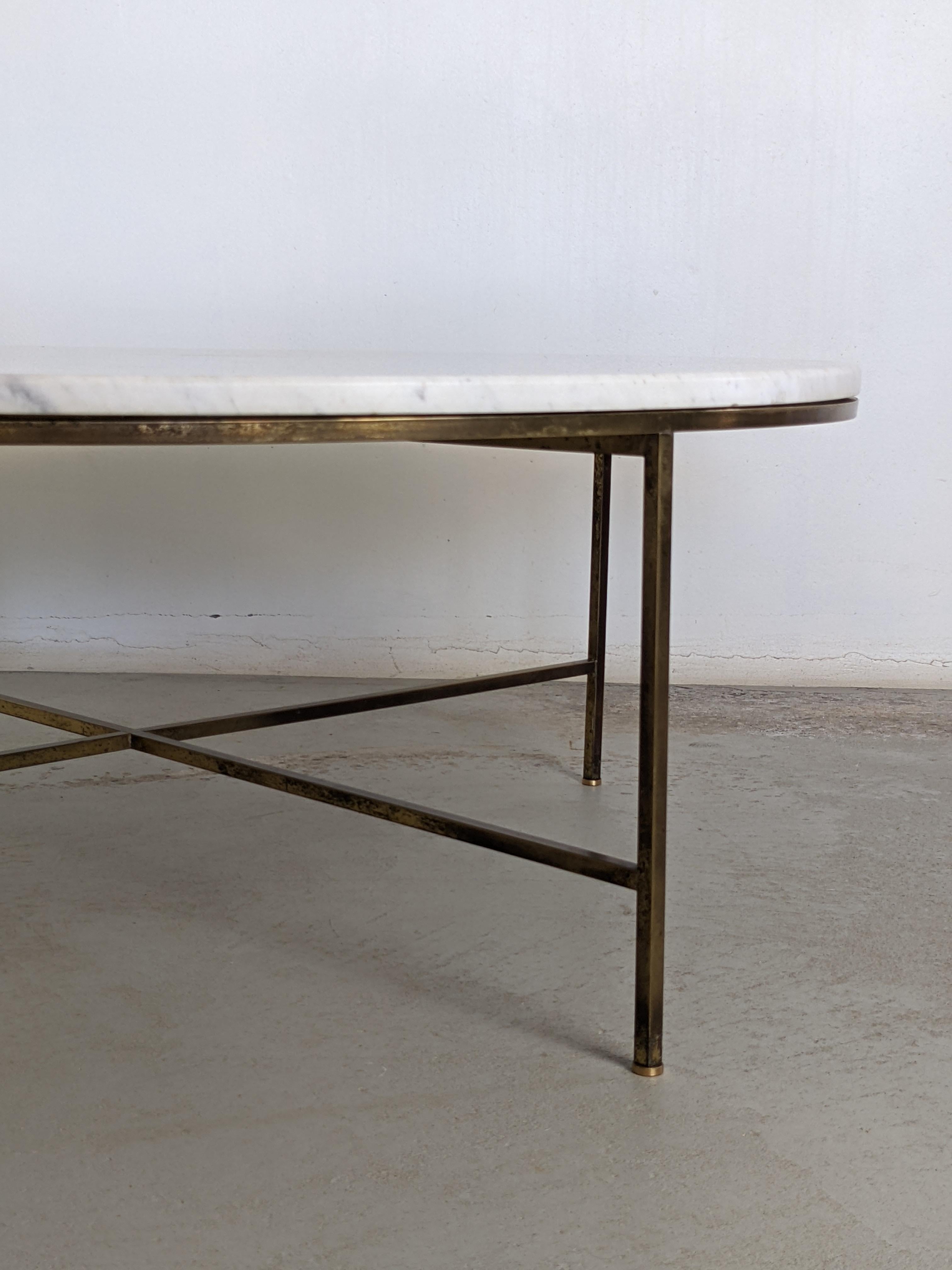 Mid-20th Century Paul McCobb & Calvin Furniture Round Coffee Table in Marble & Brass, 1950s