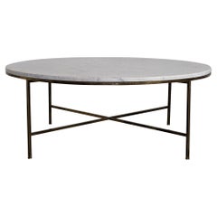 Runder Couchtisch aus Marmor und Messing von Paul McCobb & Calvin Furniture, 1950er Jahre