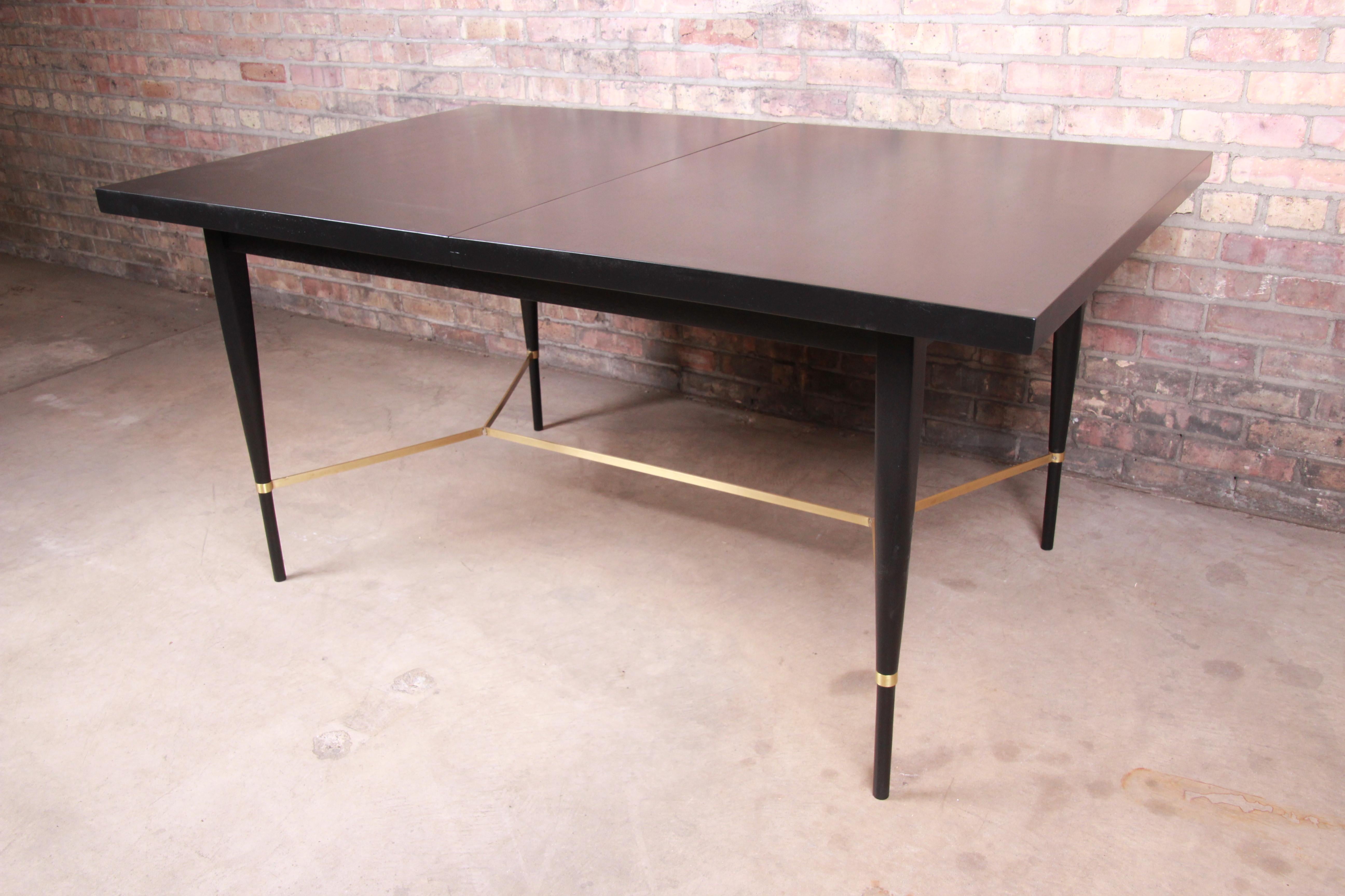 Paul McCobb Calvin Group Ebonized Mahogany and Brass Dining Table, Refinished For Sale 5