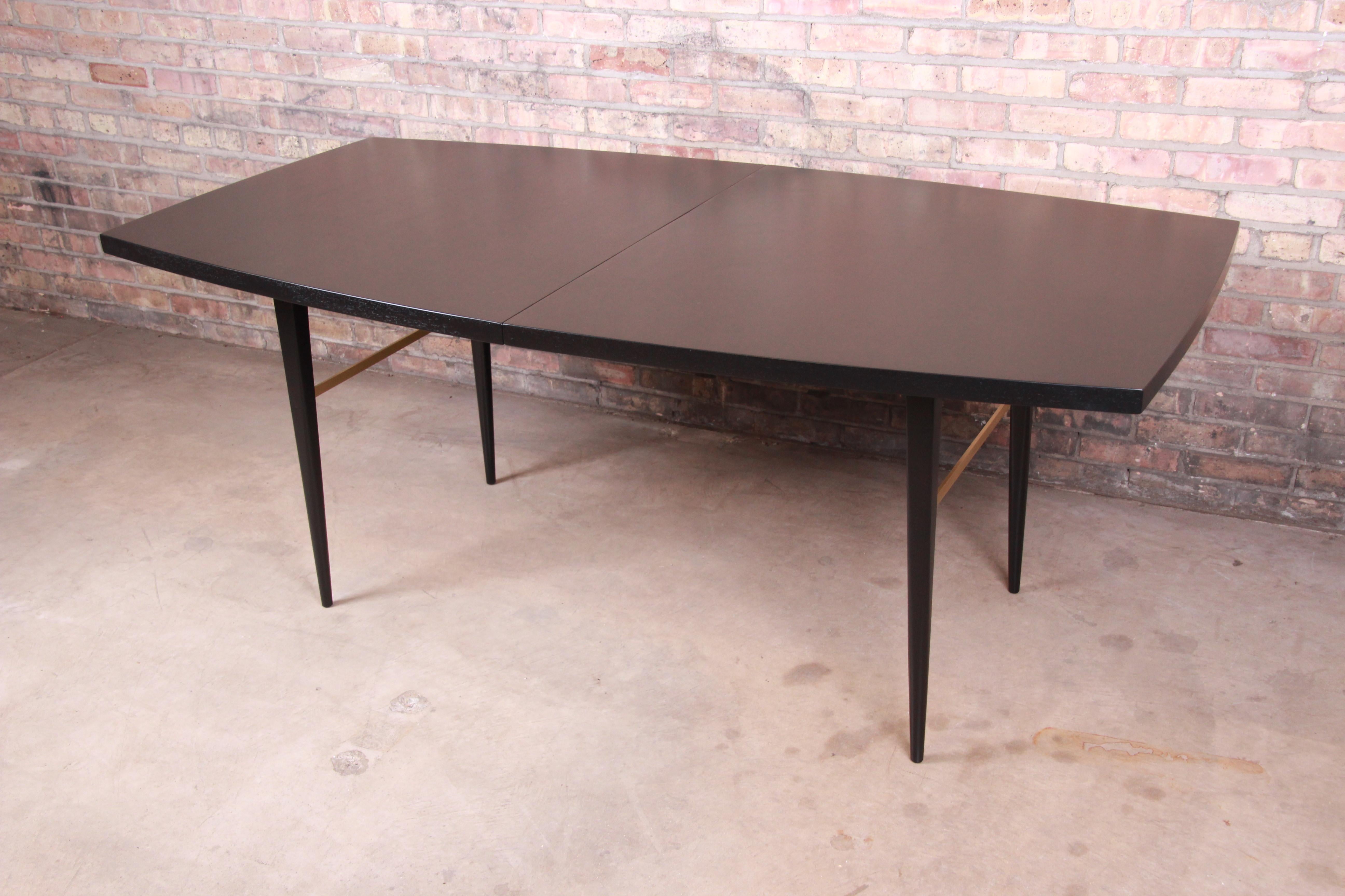 Paul McCobb Calvin Group Ebonized Mahogany and Brass Dining Table, Refinished 6