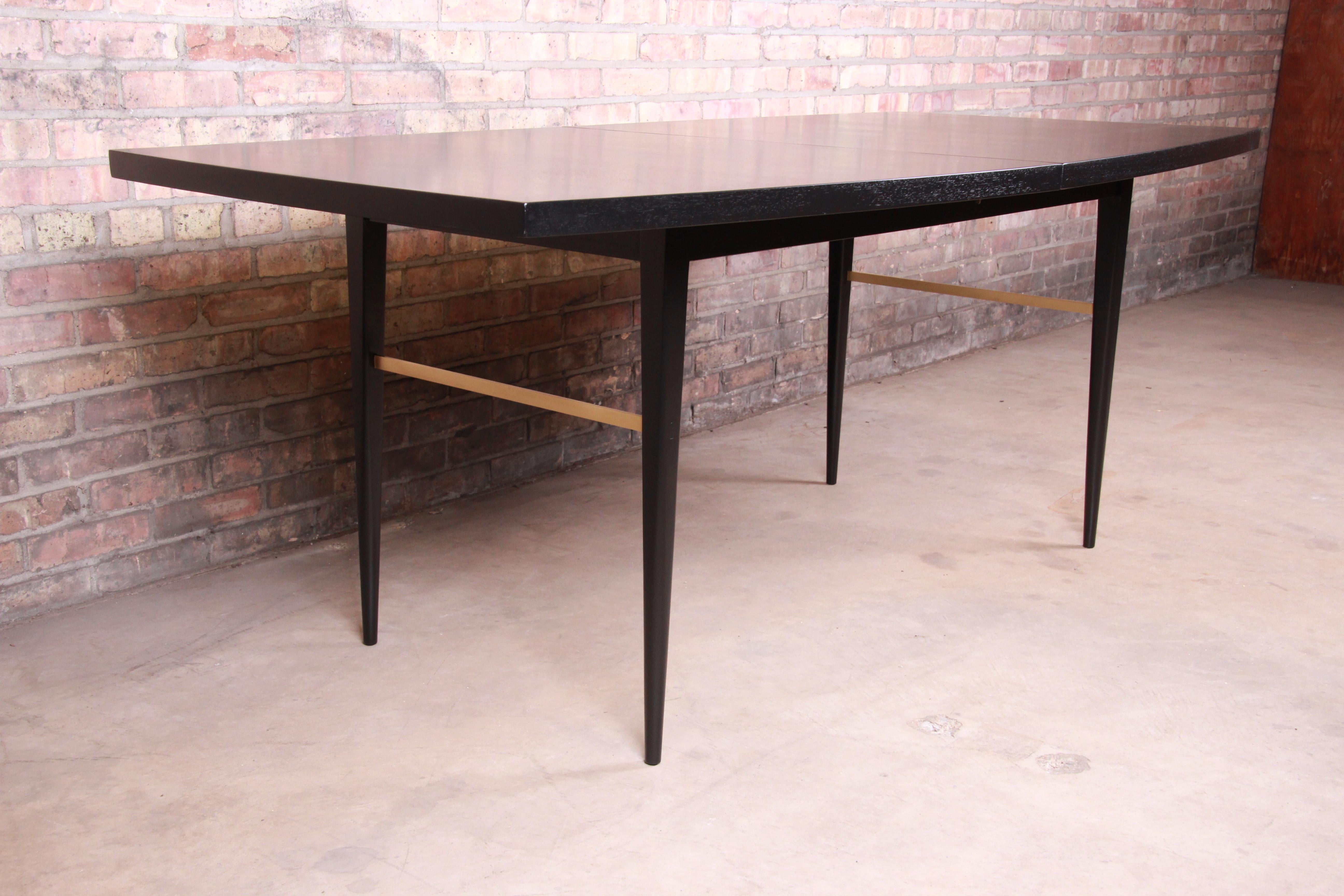 Paul McCobb Calvin Group Ebonized Mahogany and Brass Dining Table, Refinished 7