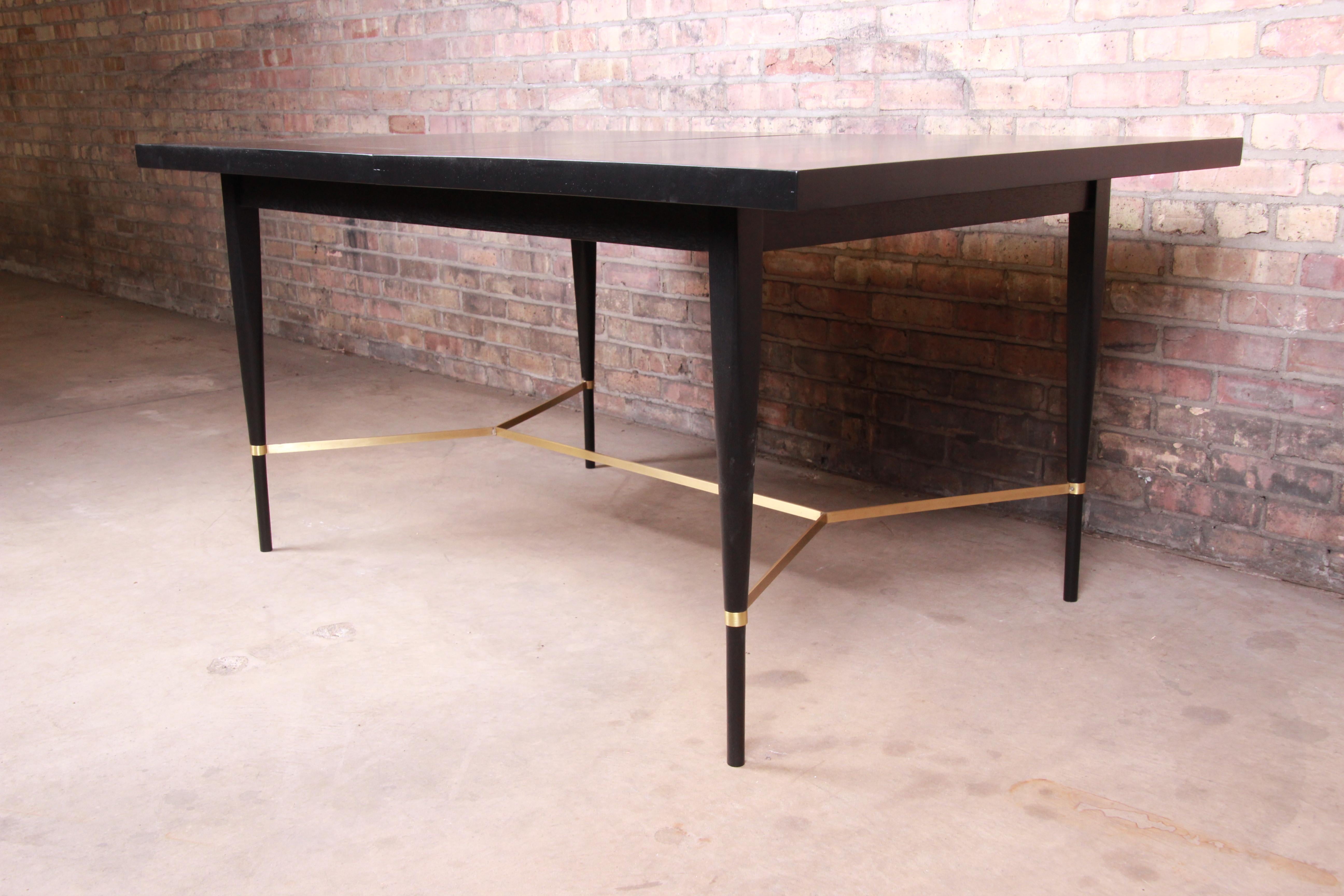 Paul McCobb Calvin Group Ebonized Mahogany and Brass Dining Table, Refinished For Sale 8