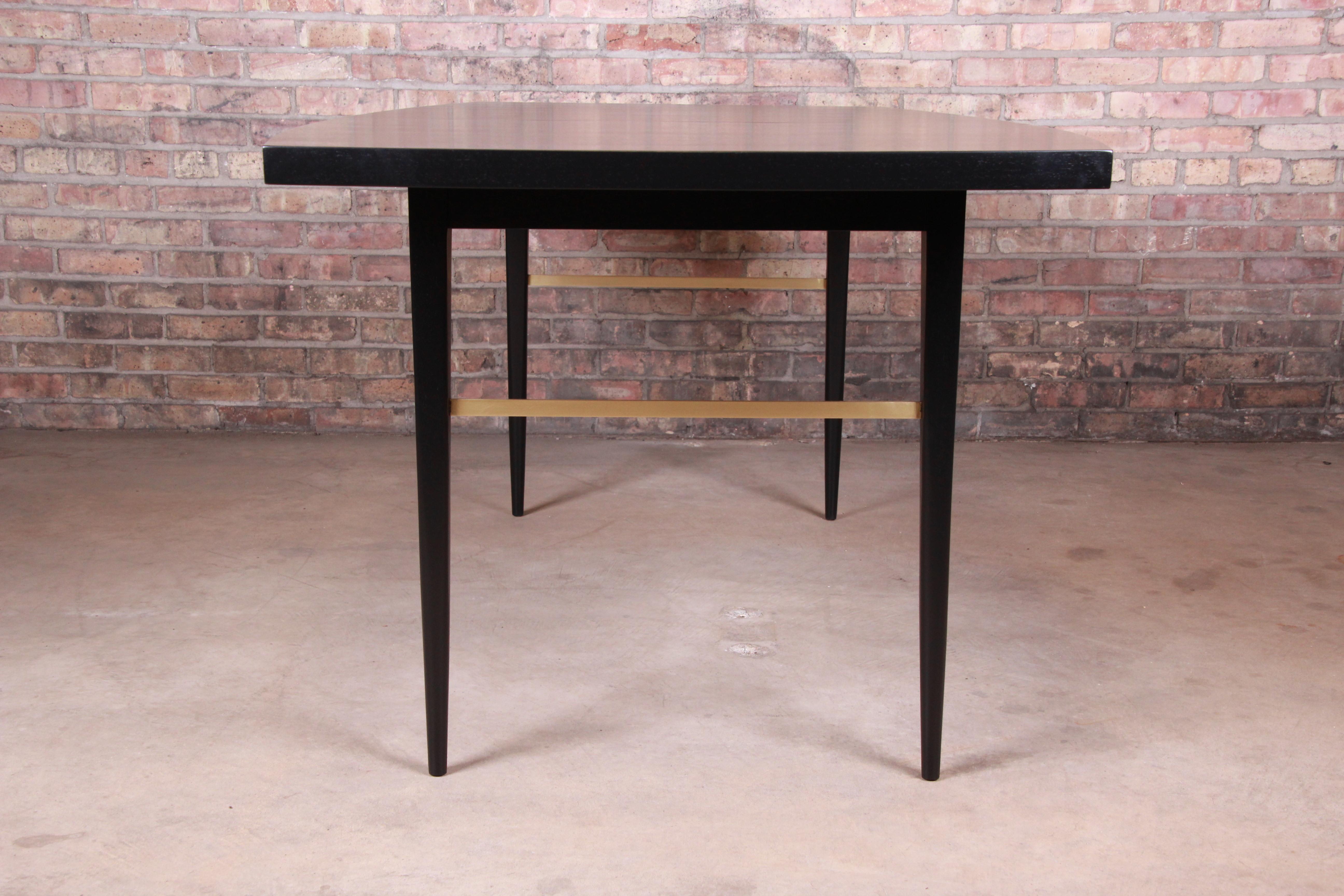 Paul McCobb Calvin Group Ebonized Mahogany and Brass Dining Table, Refinished 12