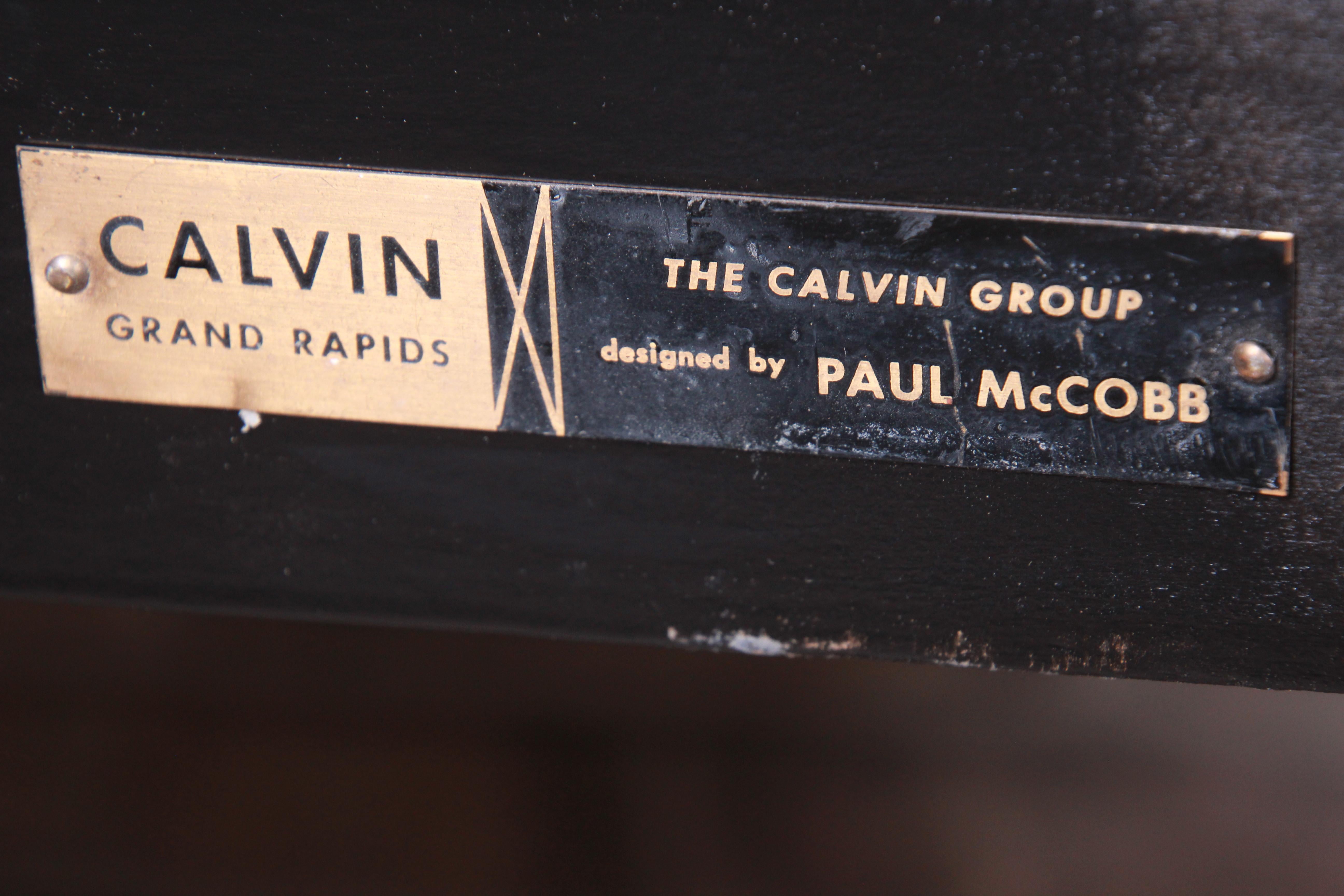 Paul McCobb Calvin Group Ebonized Mahogany and Brass Dining Table, Refinished 14