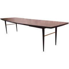 Paul McCobb Calvin Group Ebonized Mahogany and Brass Dining Table, Refinished