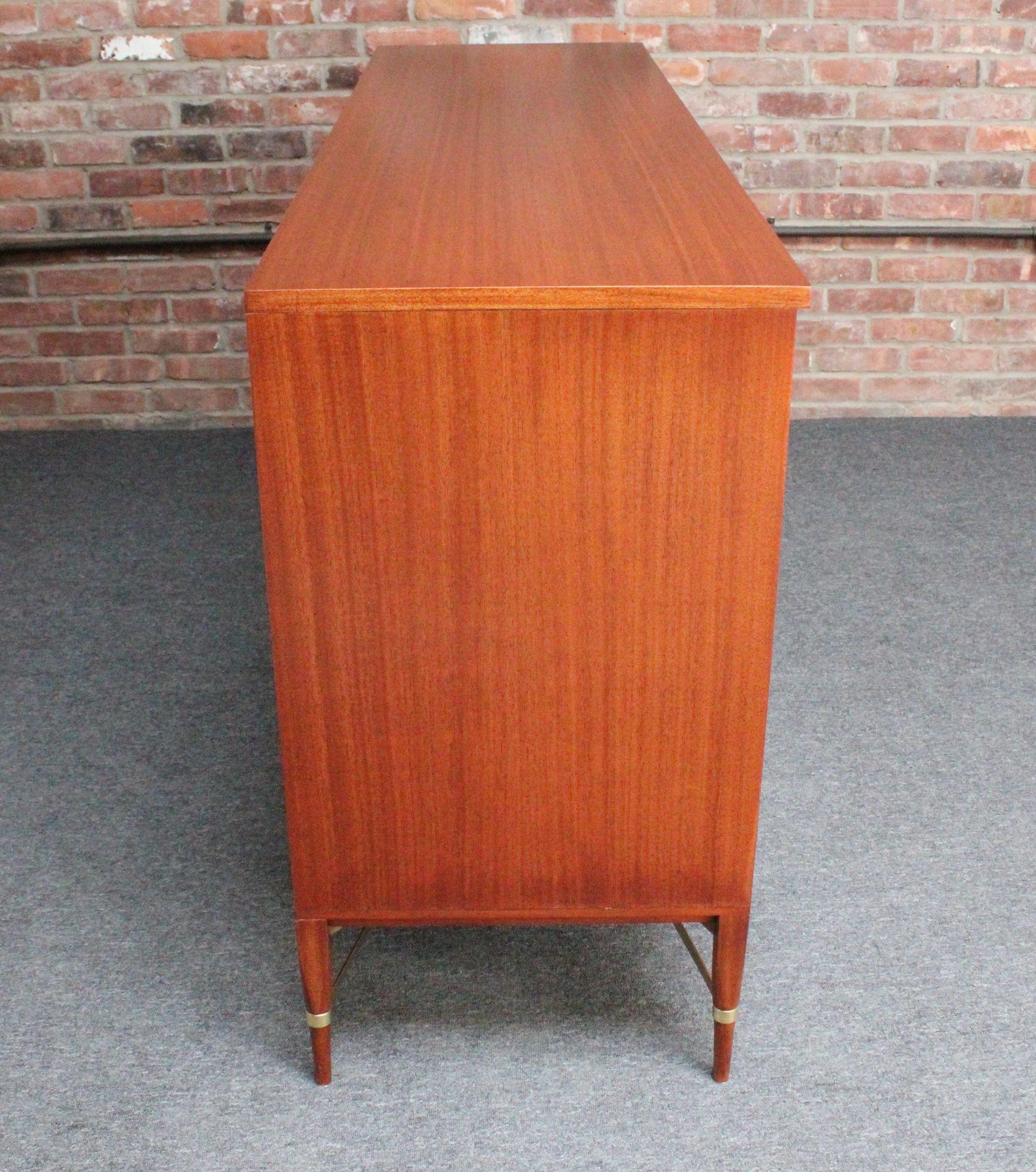 Paul Mccobb Calvin Group Mahogany and Brass Double Dresser / Chest of Drawers 3