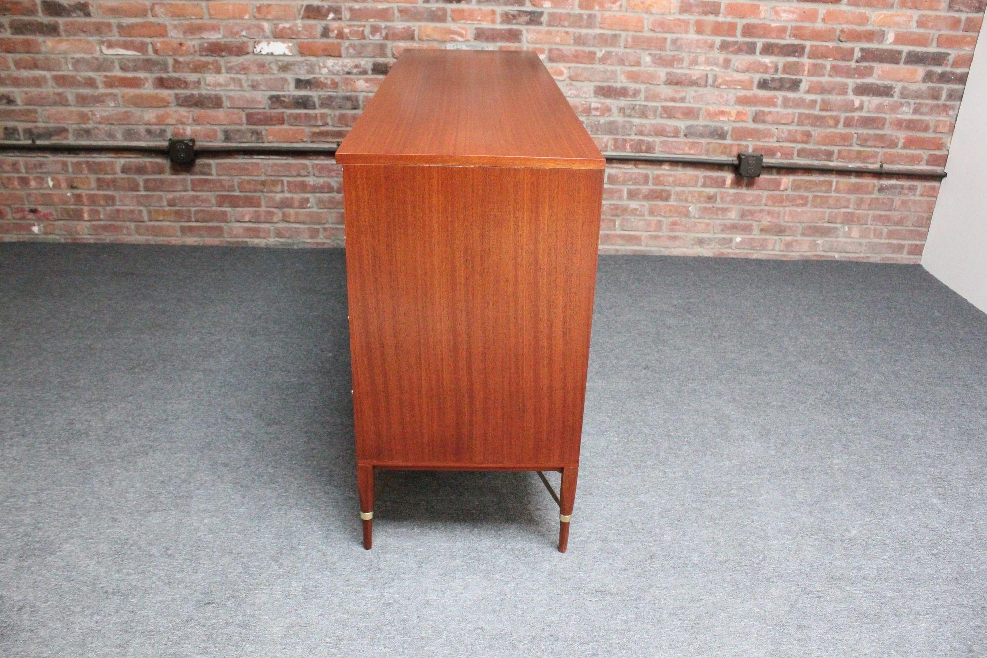 Paul Mccobb Calvin Group Mahogany and Brass Double Dresser / Chest of Drawers For Sale 2