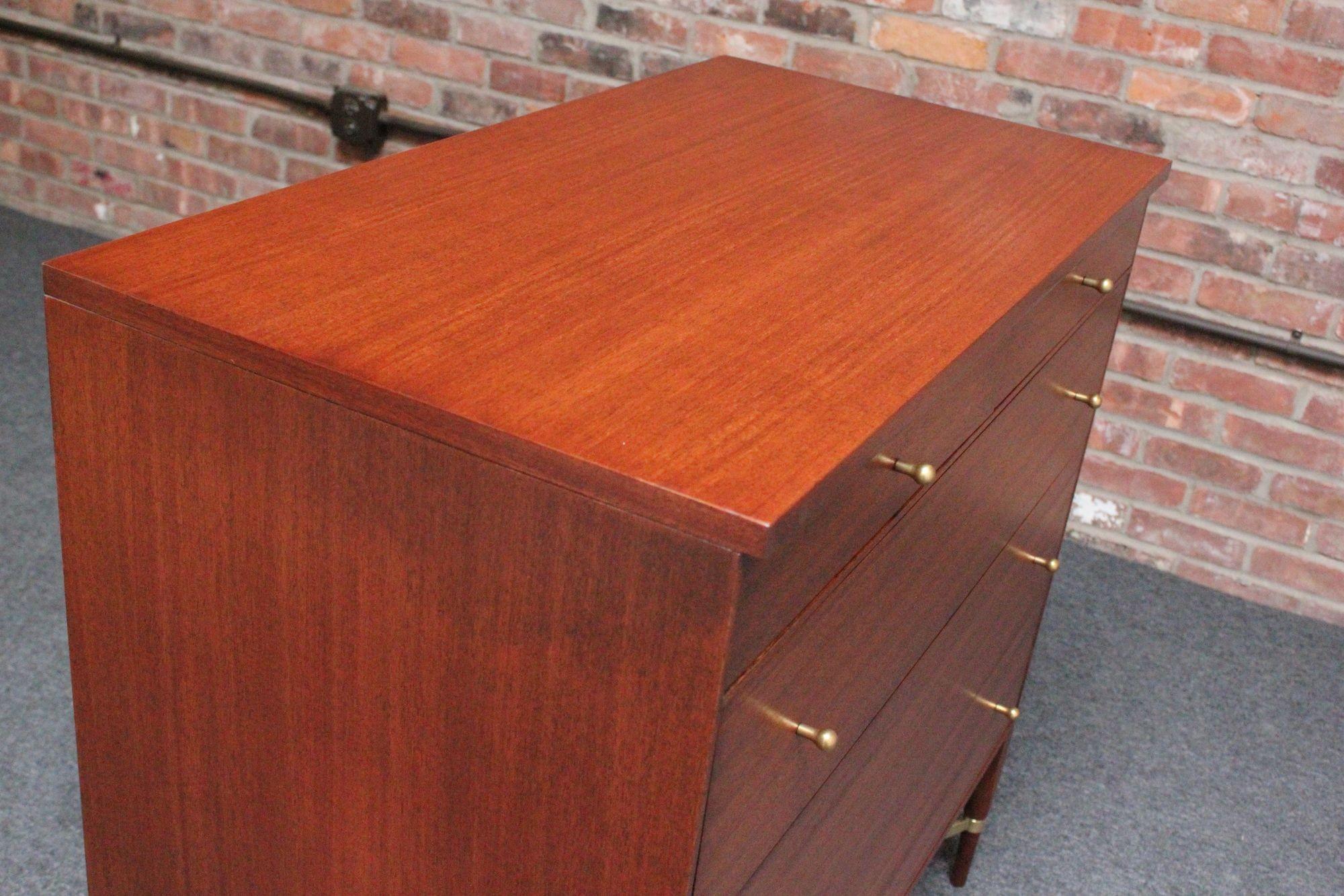 Paul Mccobb Calvin Group Mahogany and Brass Five-Drawer Chest / Dresser For Sale 5