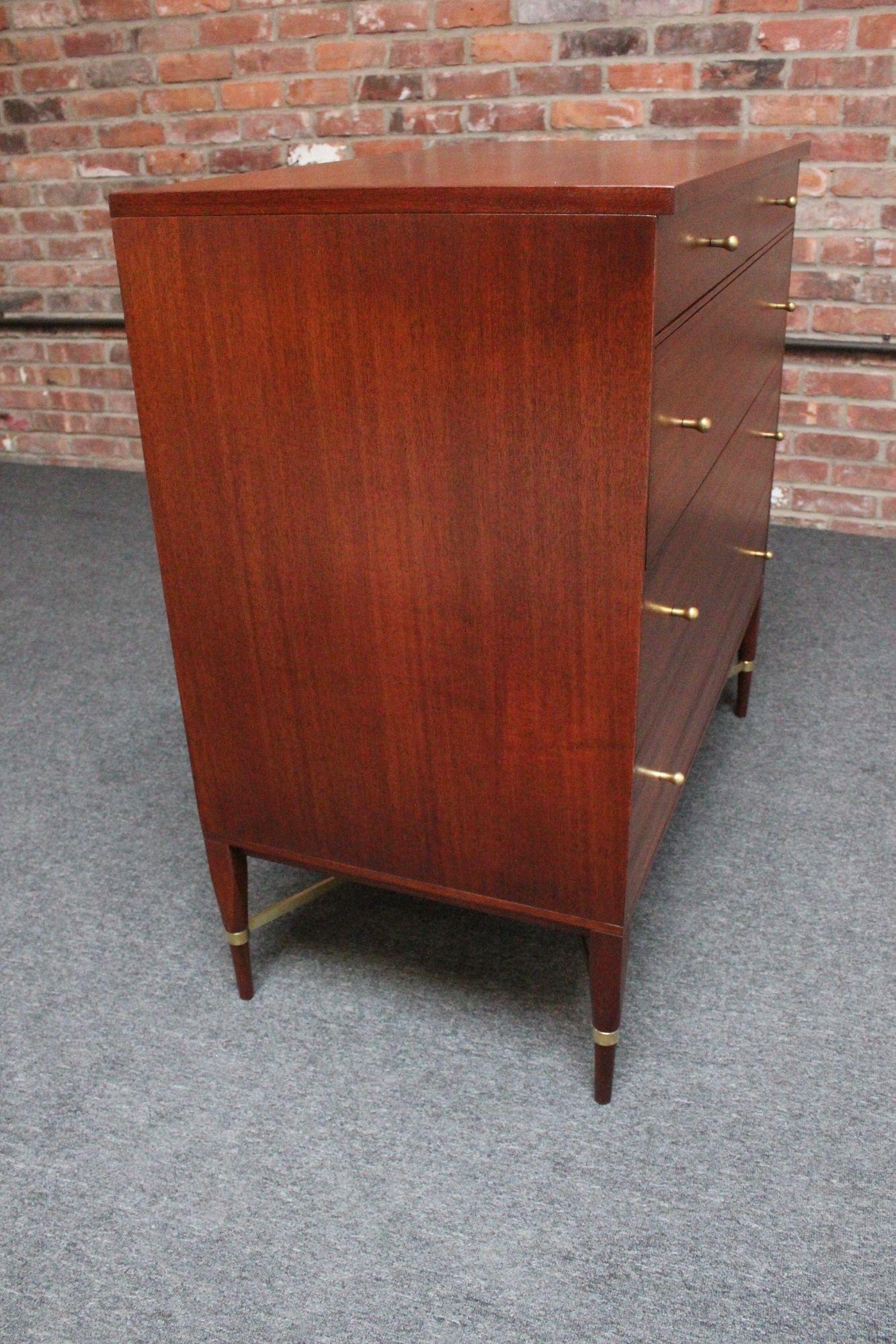 Paul Mccobb Calvin Group Mahogany and Brass Five-Drawer Chest / Dresser 11