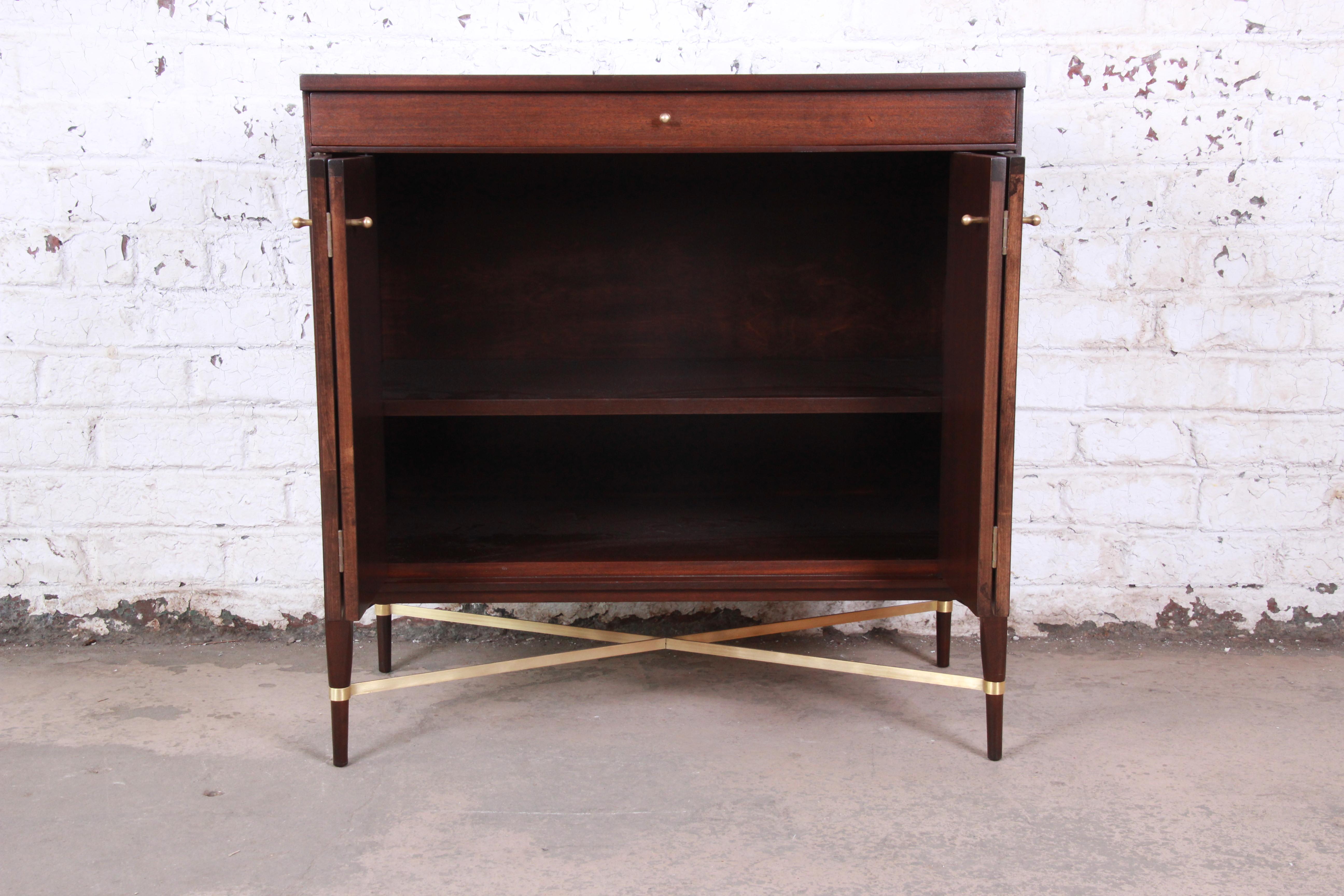 Mid-20th Century Paul McCobb Calvin Group Mahogany and Brass Sideboard or Bar Cabinet, Restored