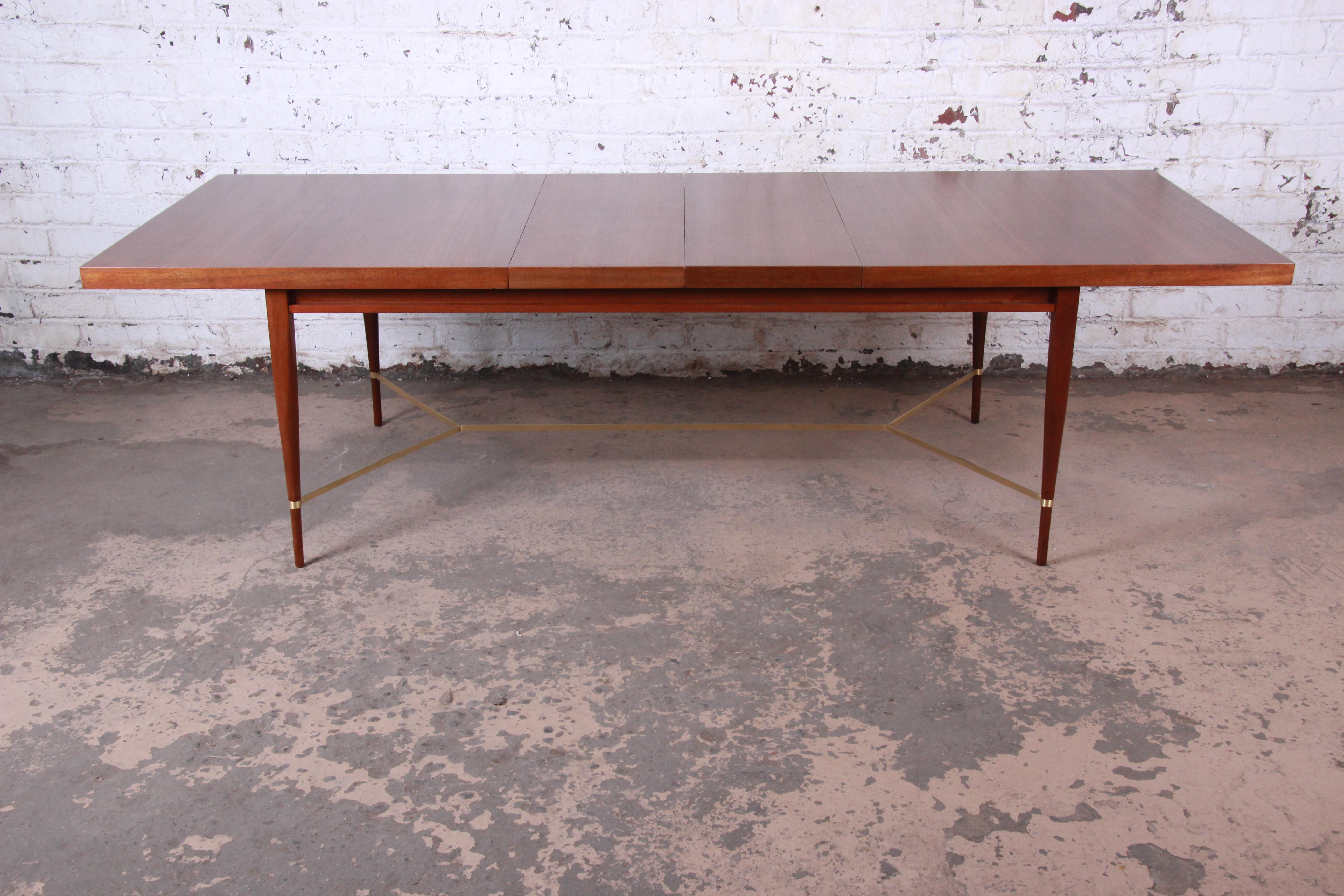 Paul McCobb Calvin Irwin Collection Mahogany and Brass Dining Table, Restored 3
