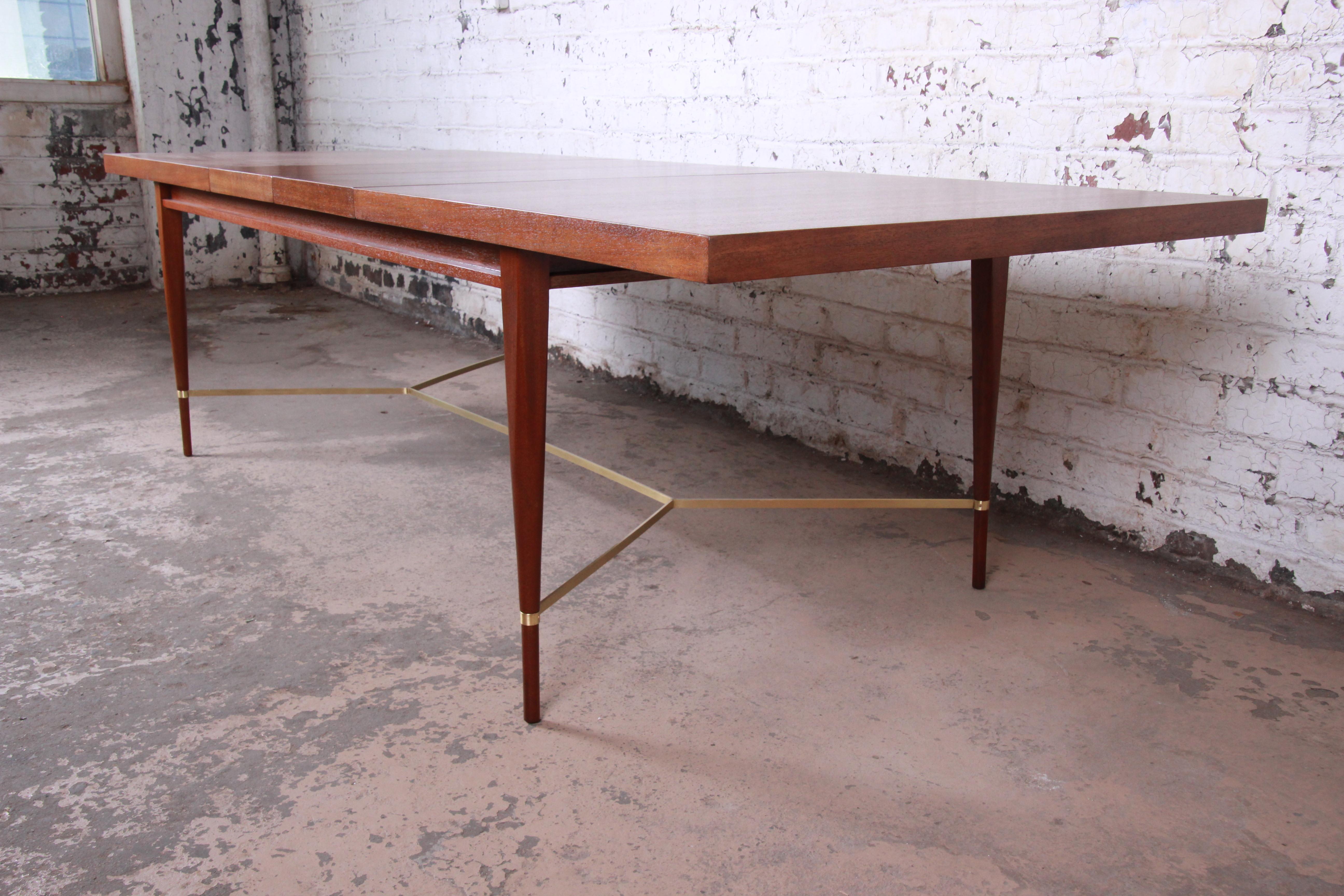 Paul McCobb Calvin Irwin Collection Mahogany and Brass Dining Table, Restored 5