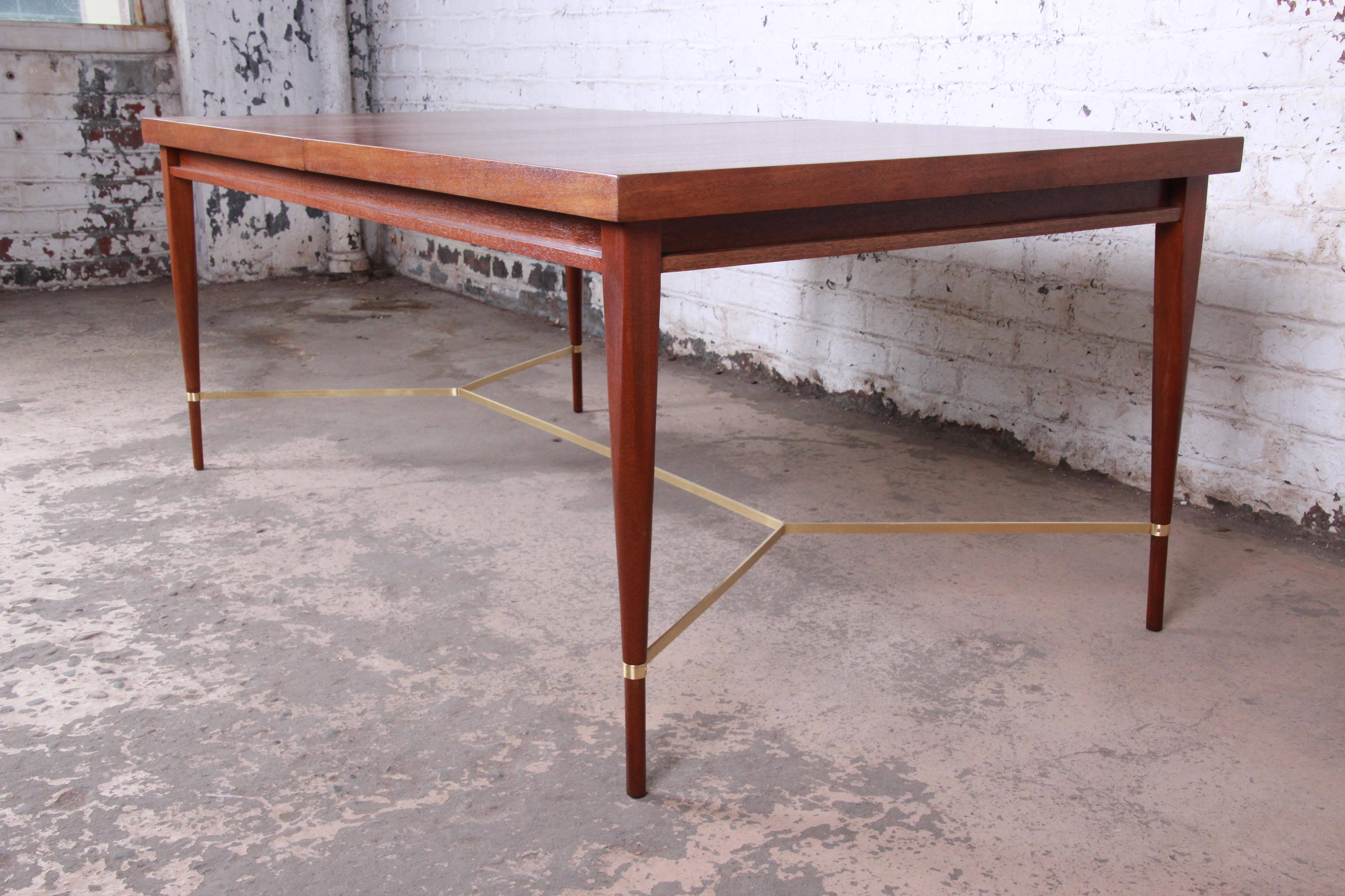 Mid-Century Modern Paul McCobb Calvin Irwin Collection Mahogany and Brass Dining Table, Restored
