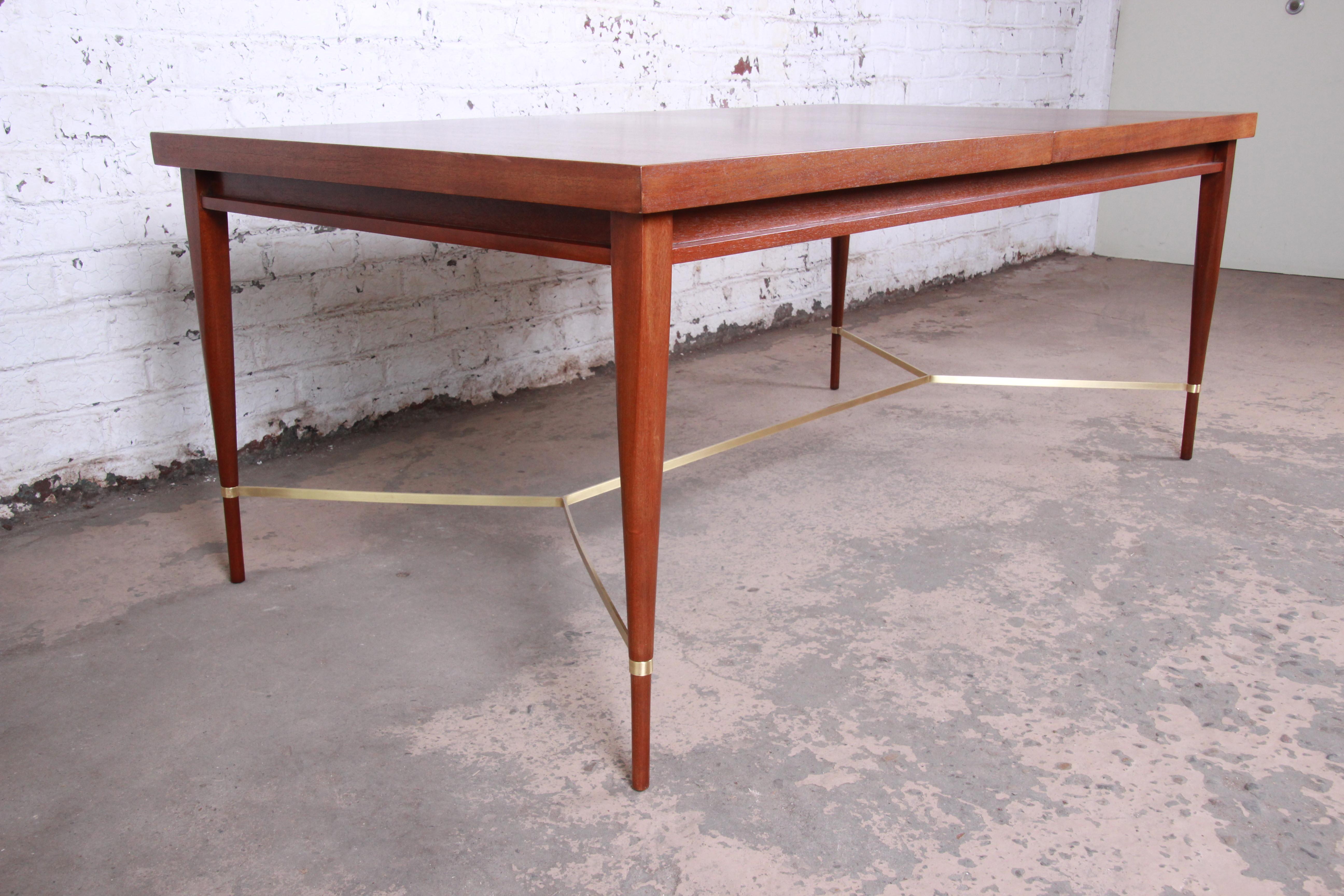 American Paul McCobb Calvin Irwin Collection Mahogany and Brass Dining Table, Restored