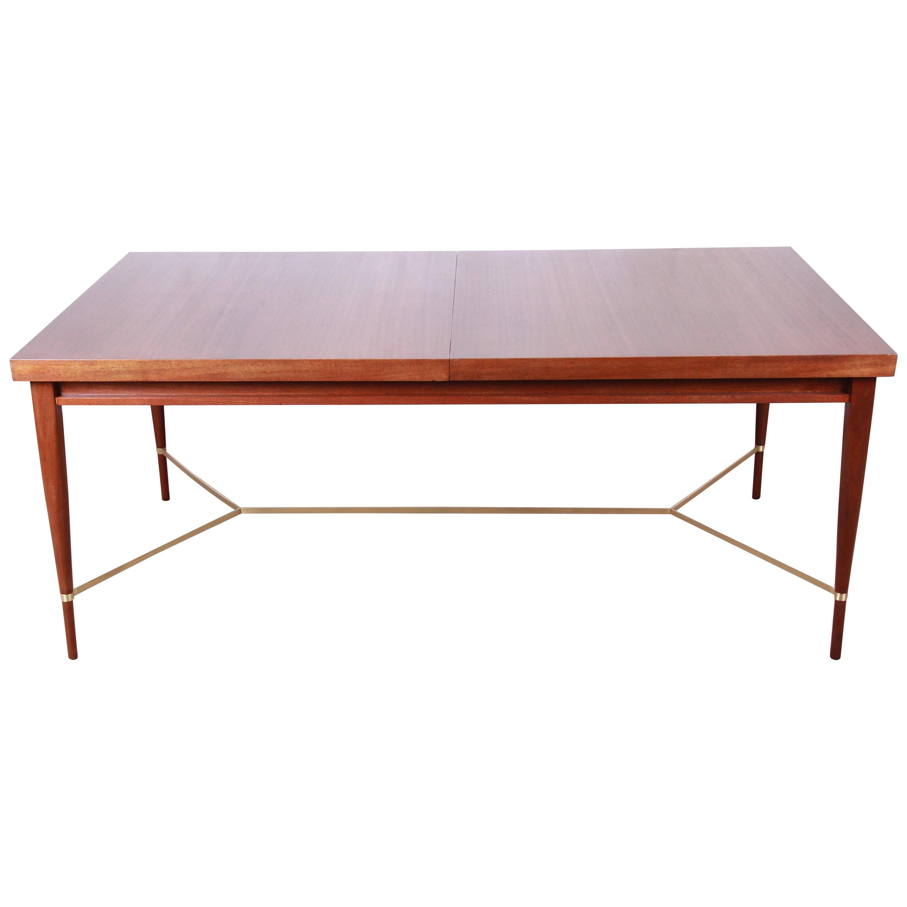 Paul McCobb Calvin Irwin Collection Mahogany and Brass Dining Table, Restored