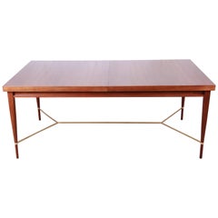 Paul McCobb Calvin Irwin Collection Mahogany and Brass Dining Table, Restored