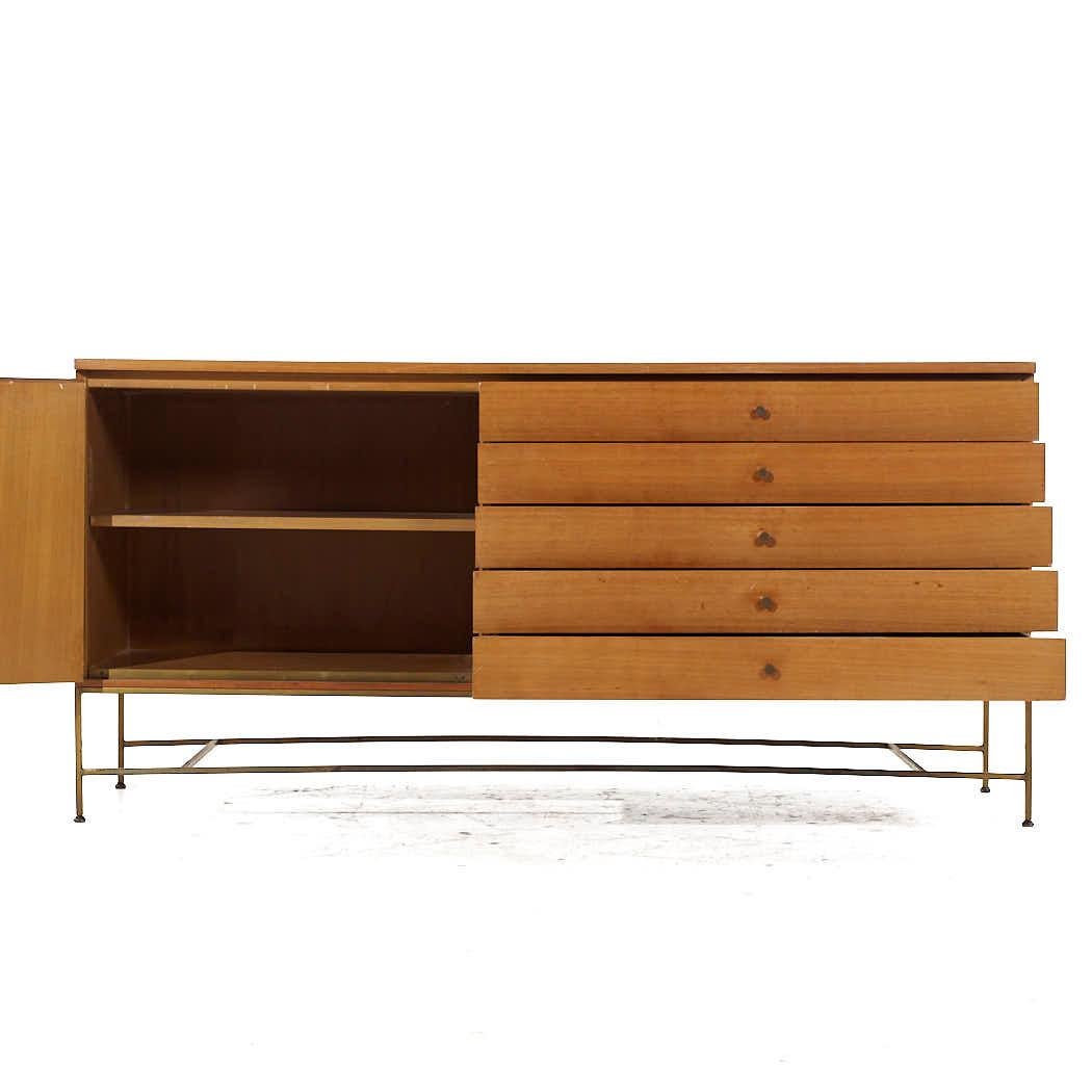 Paul McCobb Calvin Irwin Collection MCM Bleach Mahogany Brass Credenza and Hutch For Sale 8