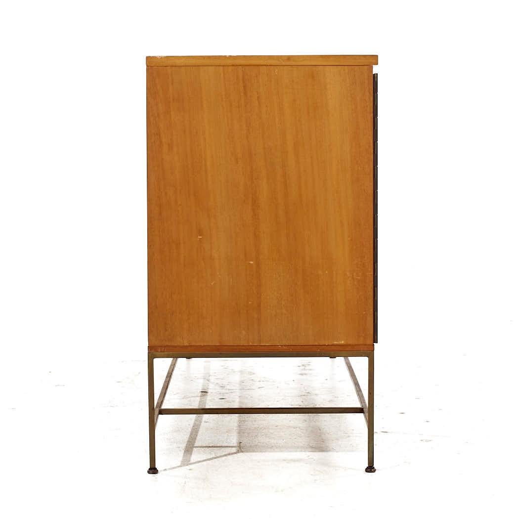 Late 20th Century Paul McCobb Calvin Irwin Collection MCM Bleach Mahogany Brass Credenza and Hutch For Sale