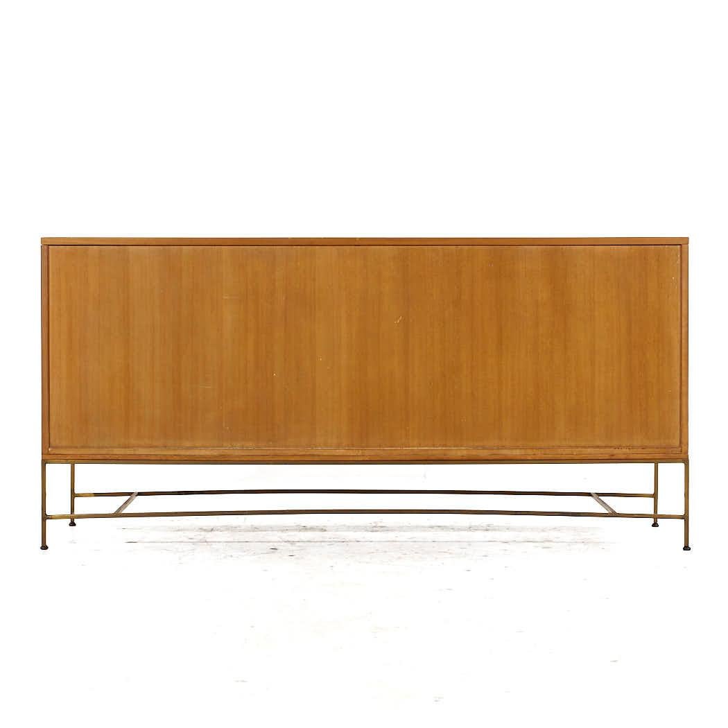 Paul McCobb Calvin Irwin Collection MCM Bleach Mahogany Brass Credenza and Hutch For Sale 1