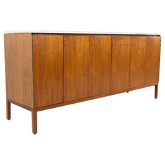 Vintage Paul McCobb Calvin MCM Walnut Travertine Marble Top Sideboard Buffet Credenza