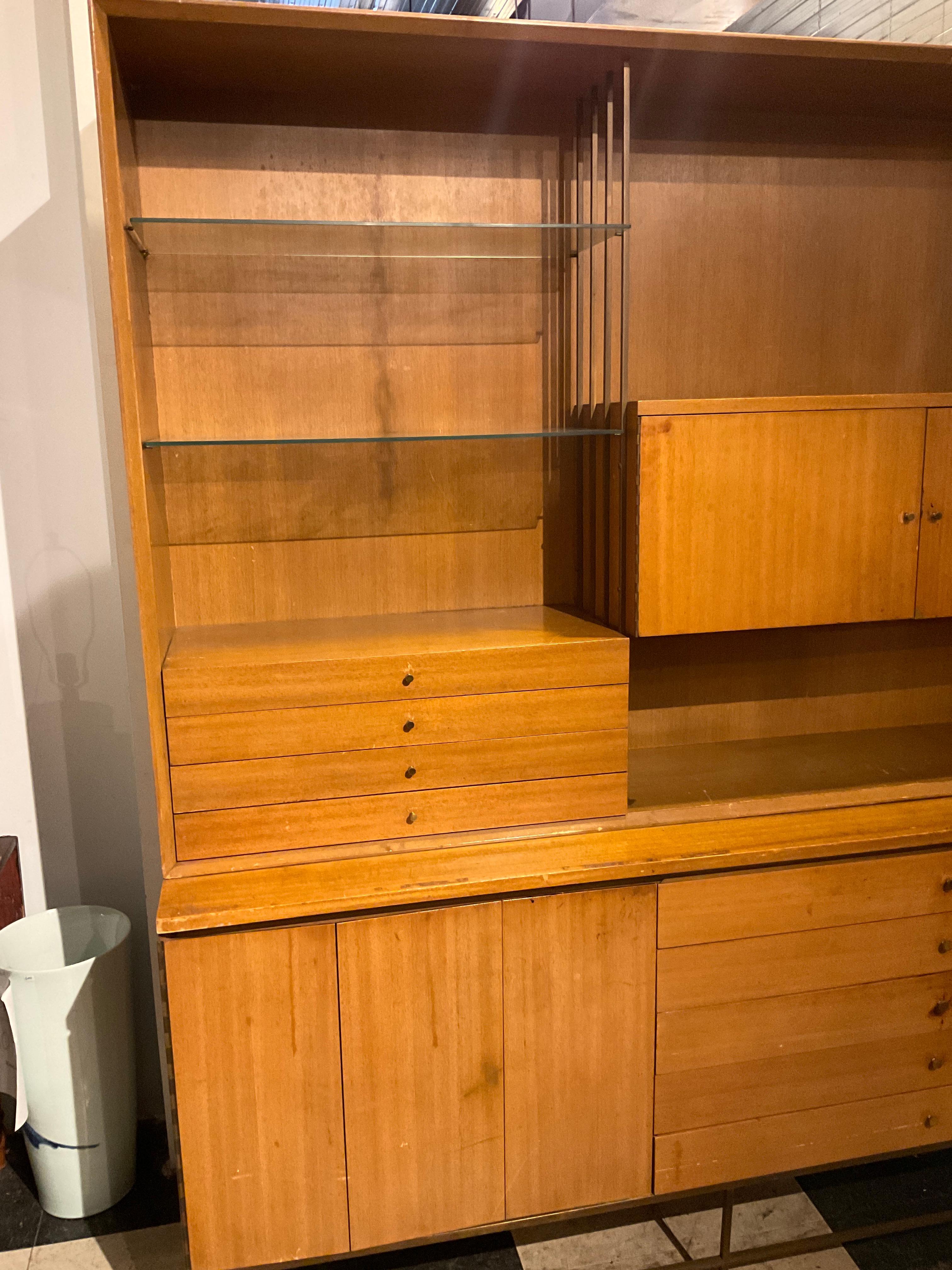 Paul McCobb Calvin Wall Unit Walnut Brass Base For Sale 3