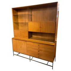 Paul McCobb Calvin Wall Unit Walnut Brass Base