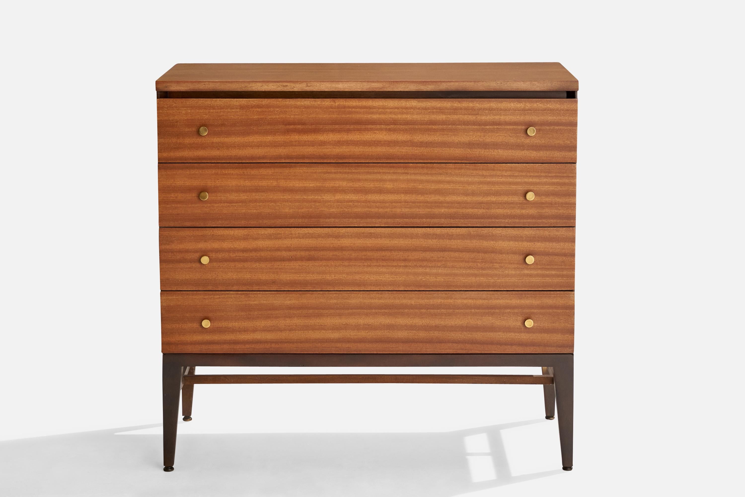 Mid-Century Modern Paul McCobb, Chest of Drawers, Mahogany, Brass, USA, 1960s For Sale