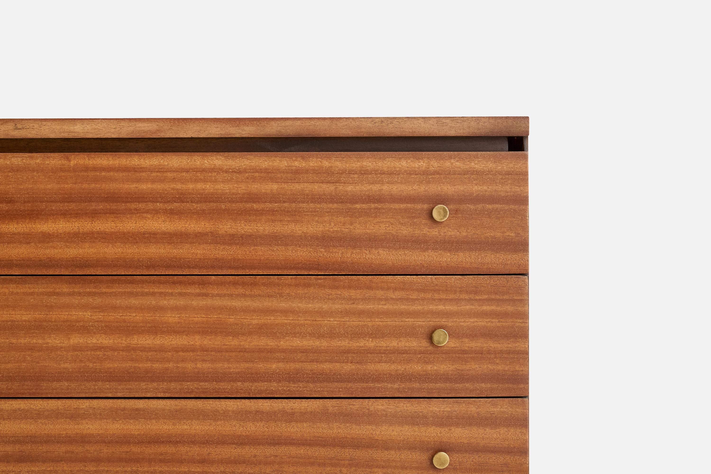 American Paul McCobb, Chest of Drawers, Mahogany, Brass, USA, 1960s For Sale