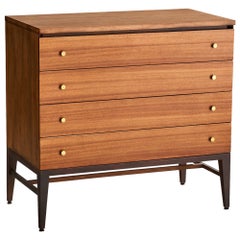 Commode Paul McCobb, acajou, laiton, États-Unis, années 1960