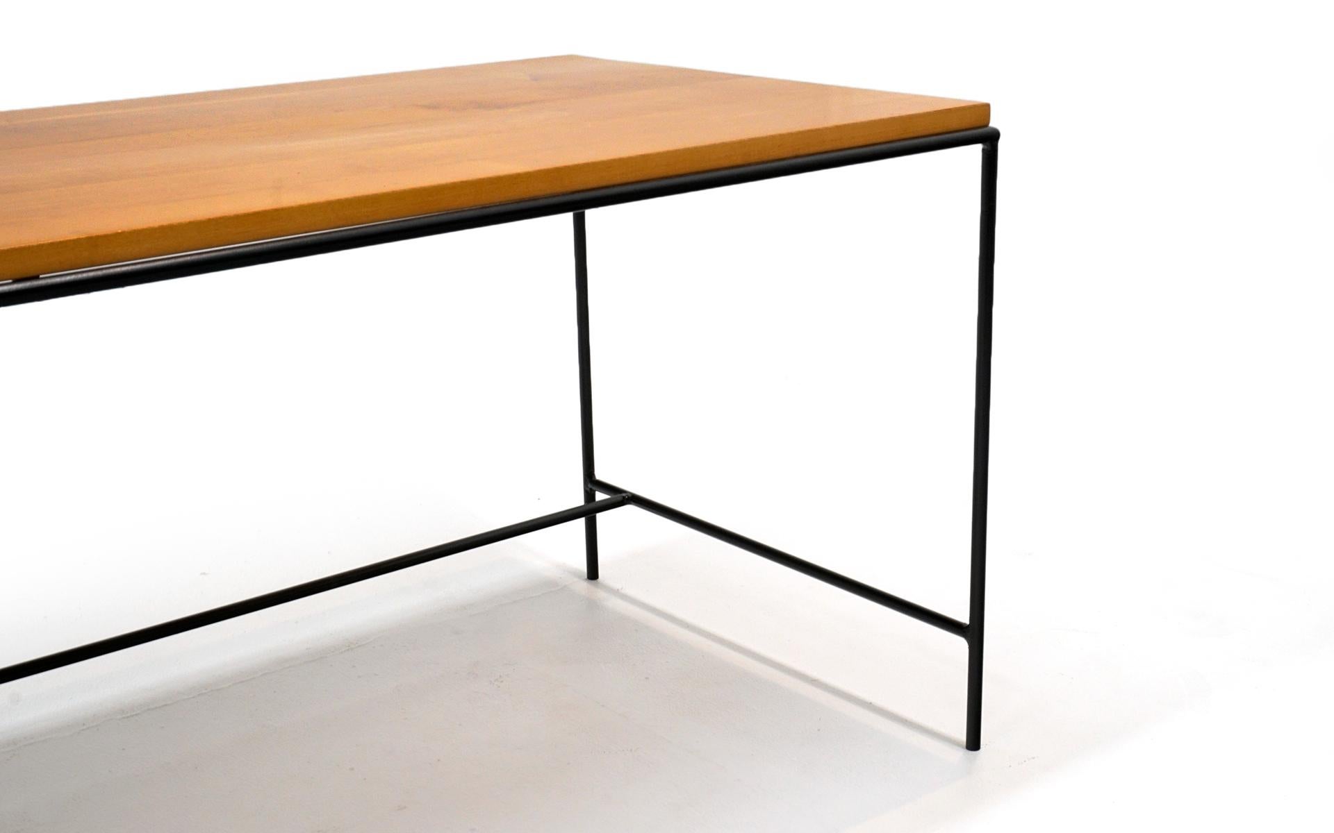 Mid-20th Century Paul McCobb Coffee Table. Iron Frame, Solid Maple Top, Two Drawers, Rectangular