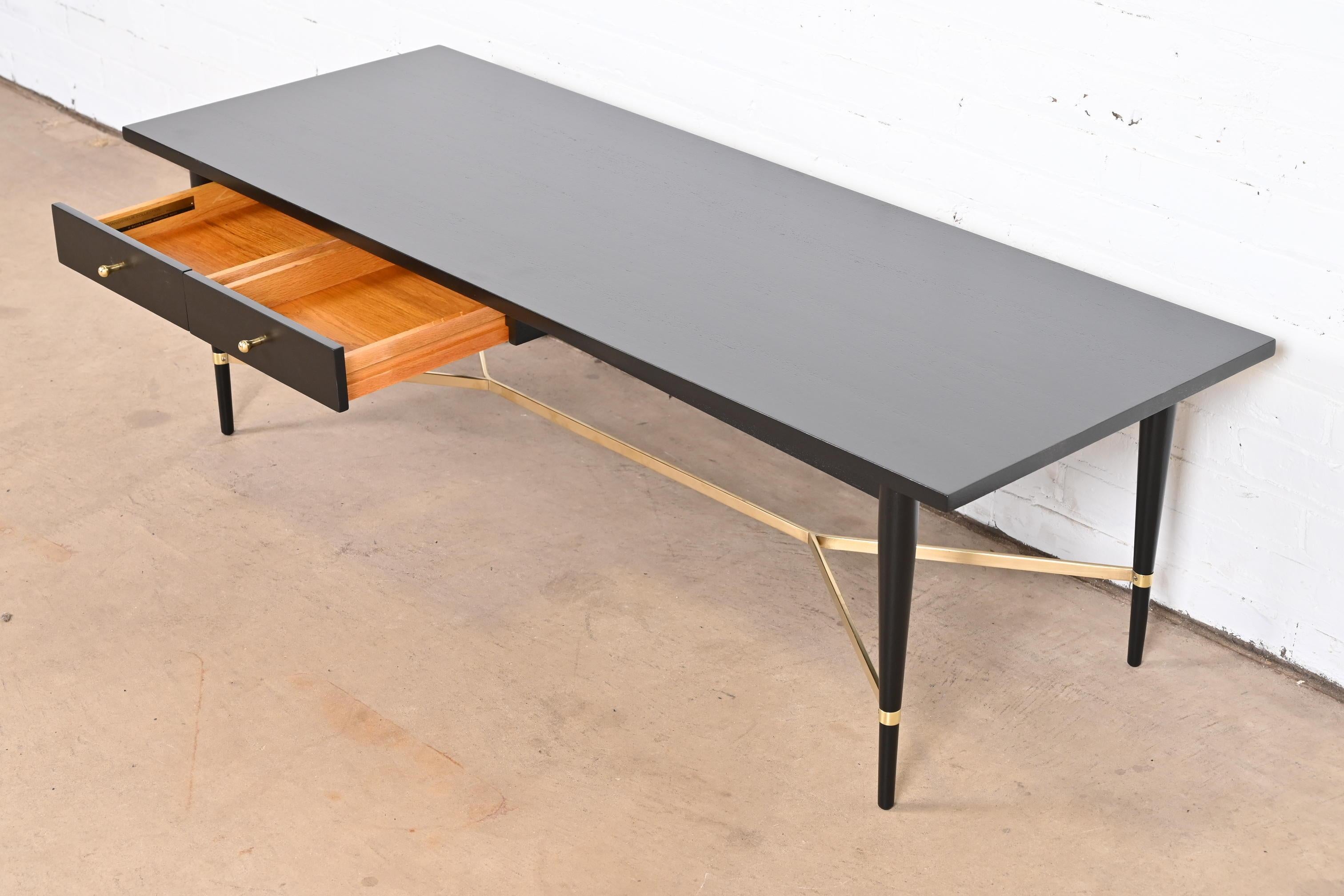 Paul McCobb Connoisseur Collection Black Lacquer and Brass Coffee Table, 1950s 4