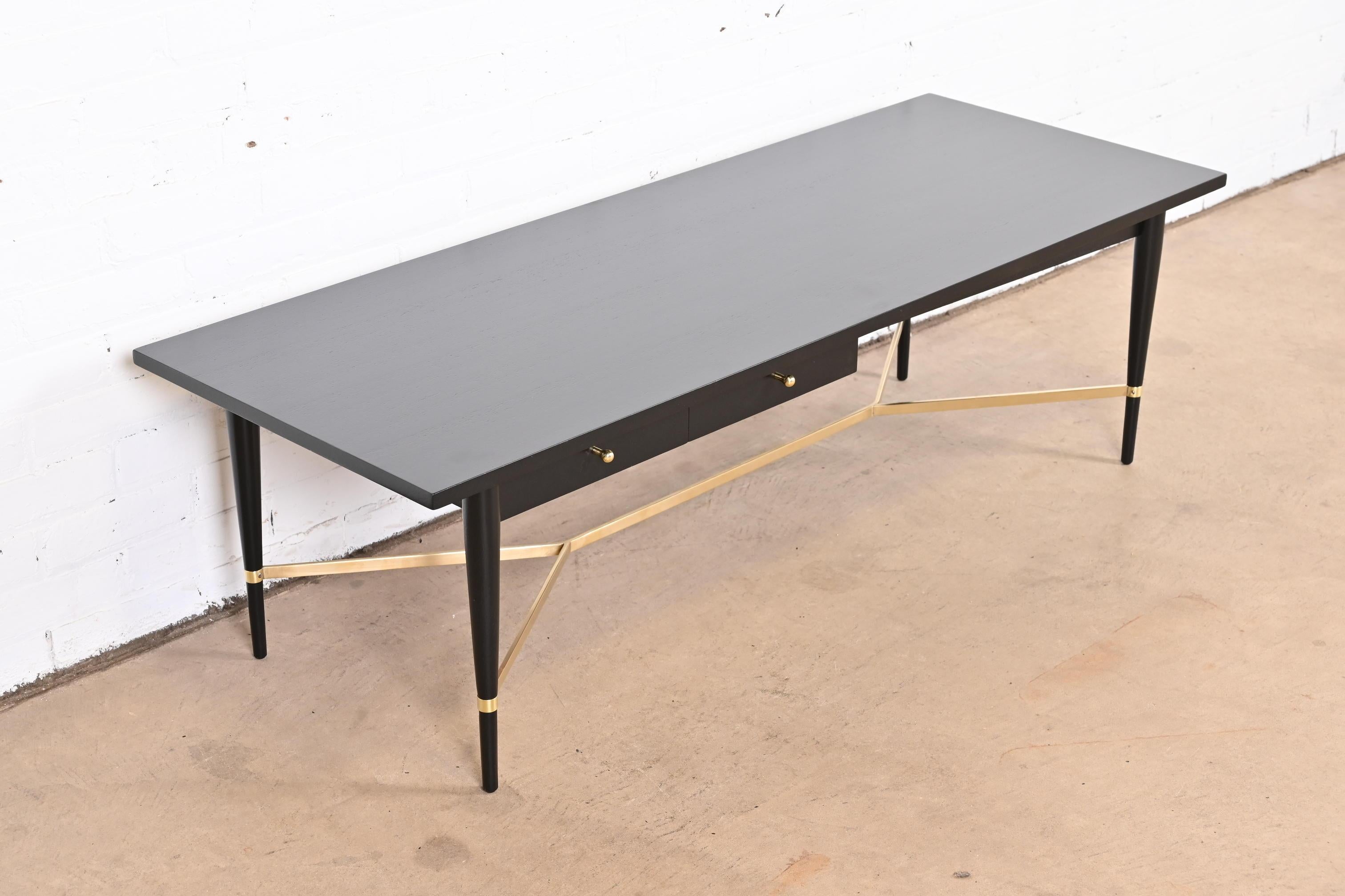 Paul McCobb Connoisseur Collection Black Lacquer and Brass Coffee Table, 1950s 1