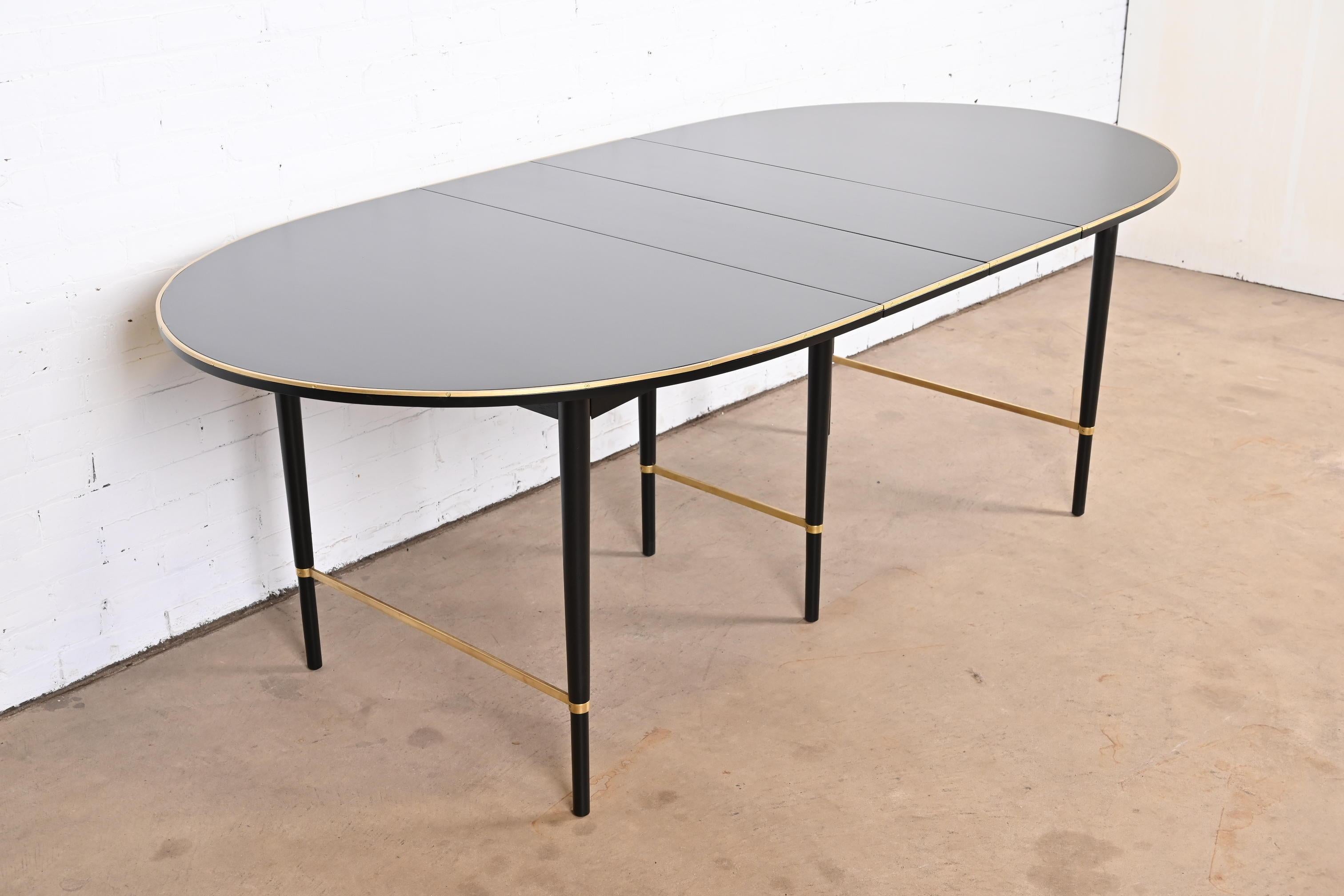 Mid-Century Modern Paul McCobb Connoisseur Collection Black Lacquer and Brass Dining Table, 1950s