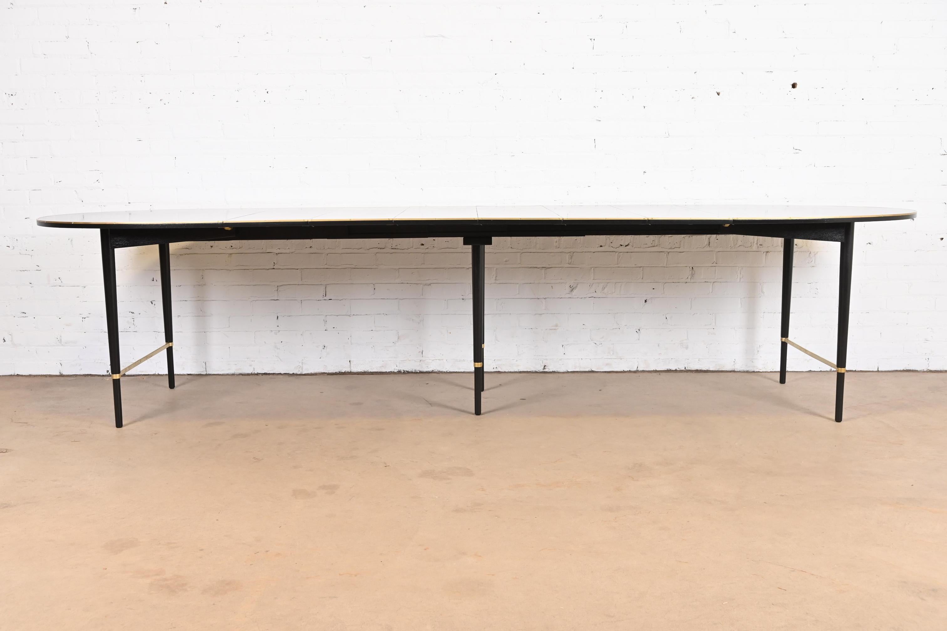 Mid-Century Modern Paul McCobb Connoisseur Collection Black Lacquer and Brass Dining Table, 1950s