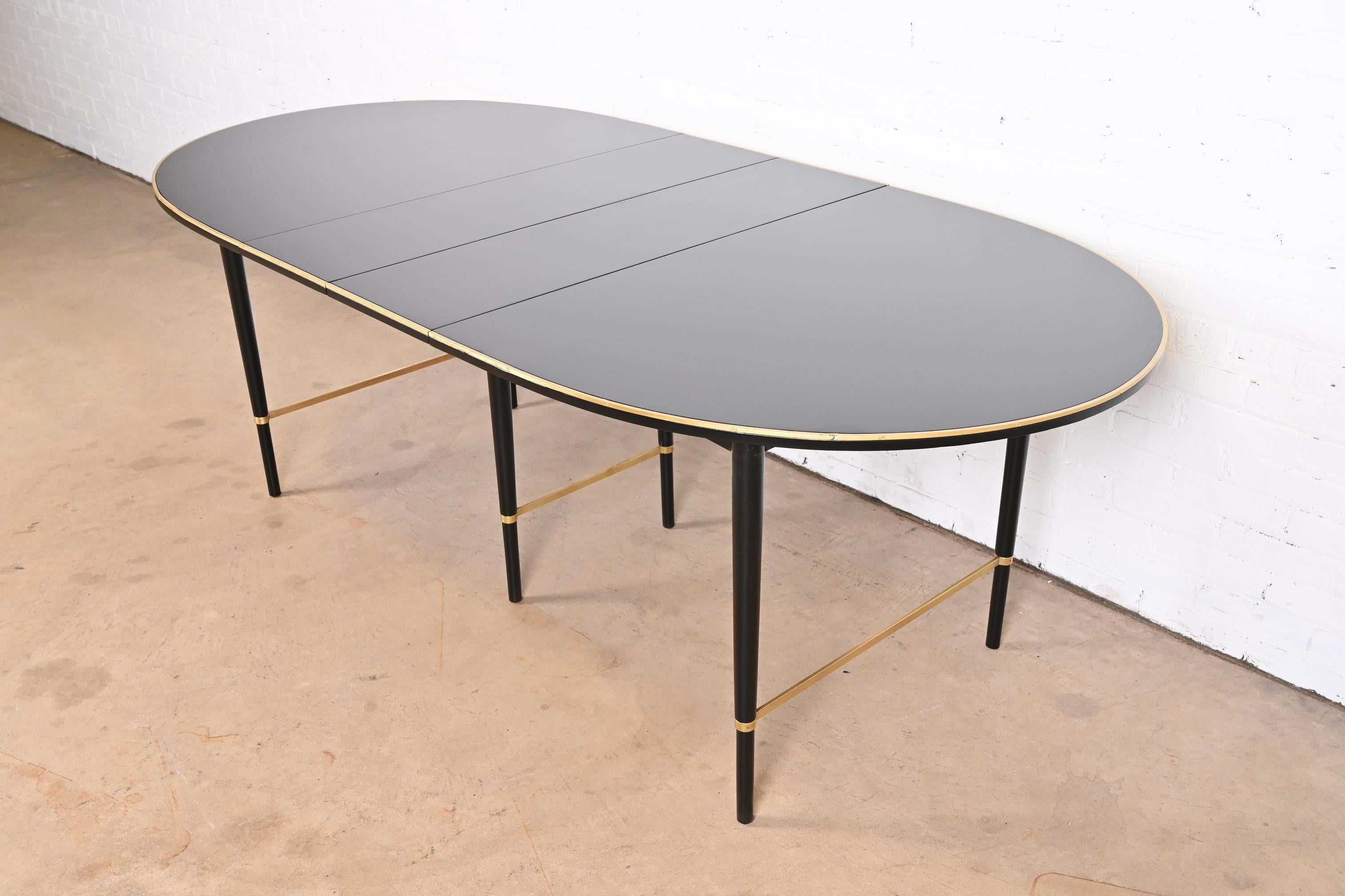 American Paul McCobb Connoisseur Collection Black Lacquer and Brass Dining Table, 1950s